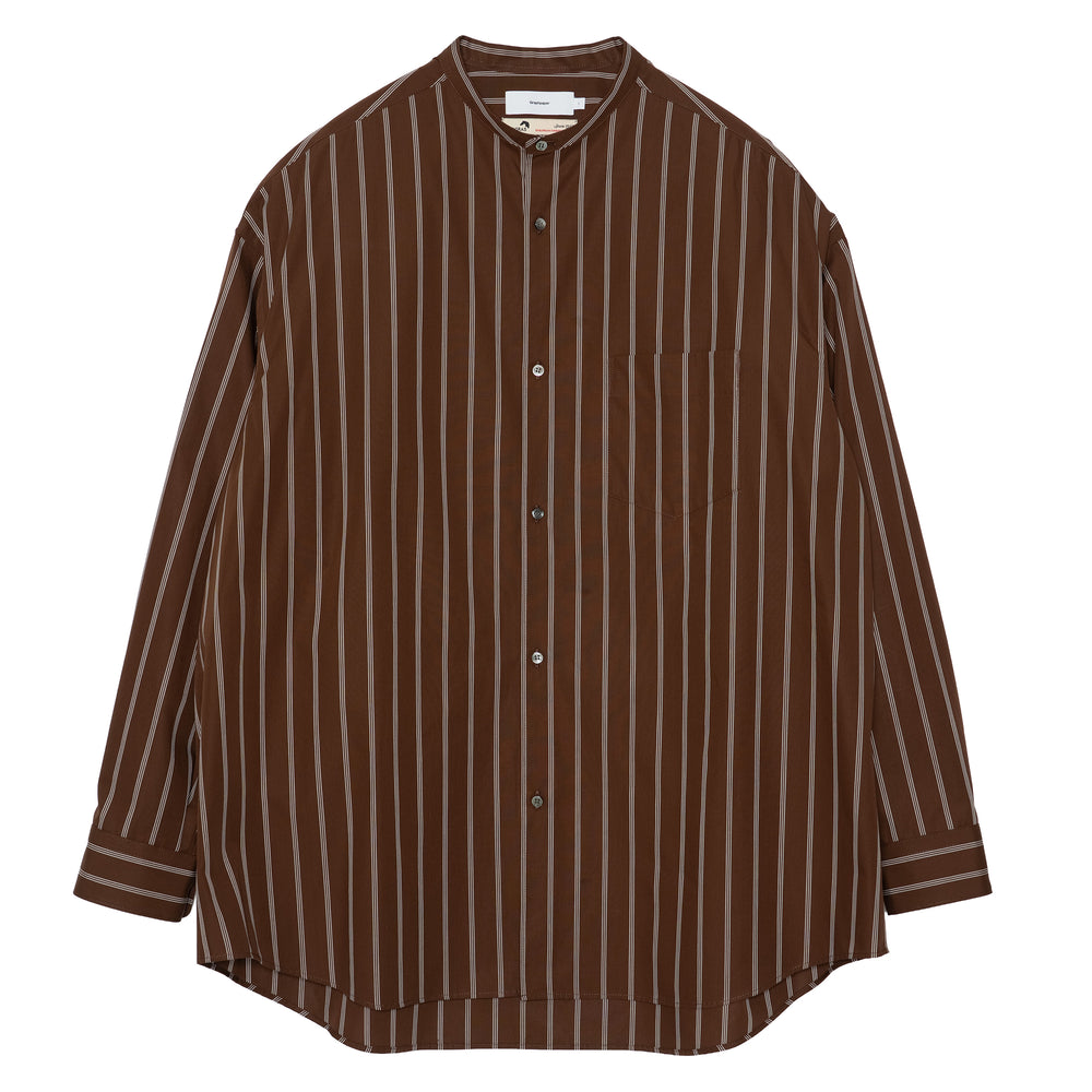 SIDOGRAS STRIPE L/S OVERSIZED BAND COLLAR SHIRT