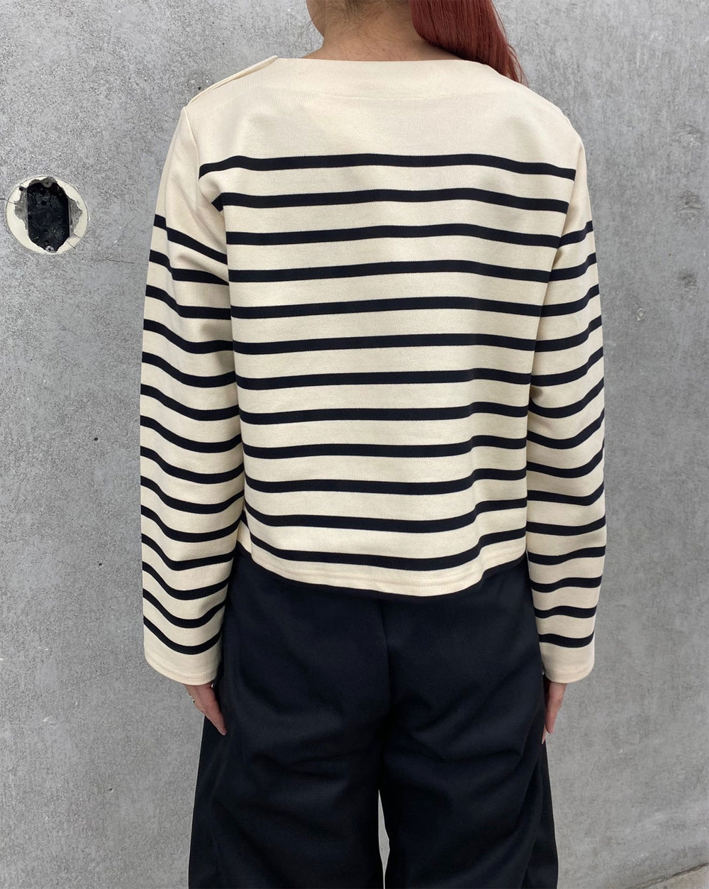 トップス HYKE CROPPED BASQUE SHIRT 1 cream black CROPPED BASQUE SHIRT-CREAM×BLACK- – OBLIGE