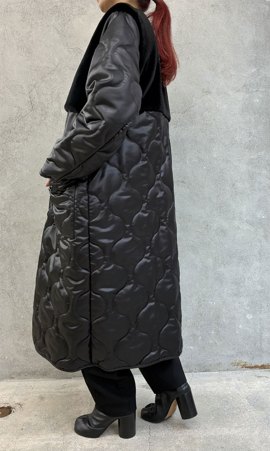 
                  
                    FAUX SHEARLING-PANELED LEATHER QUILTED COAT
                  
                