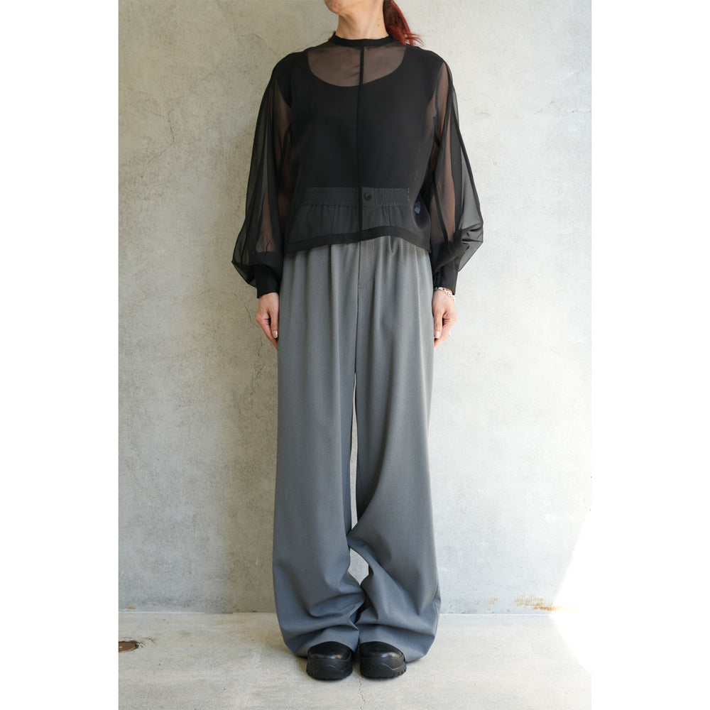
                  
                    STRETCH WIDE-LEG PANTS-GREEN-
                  
                