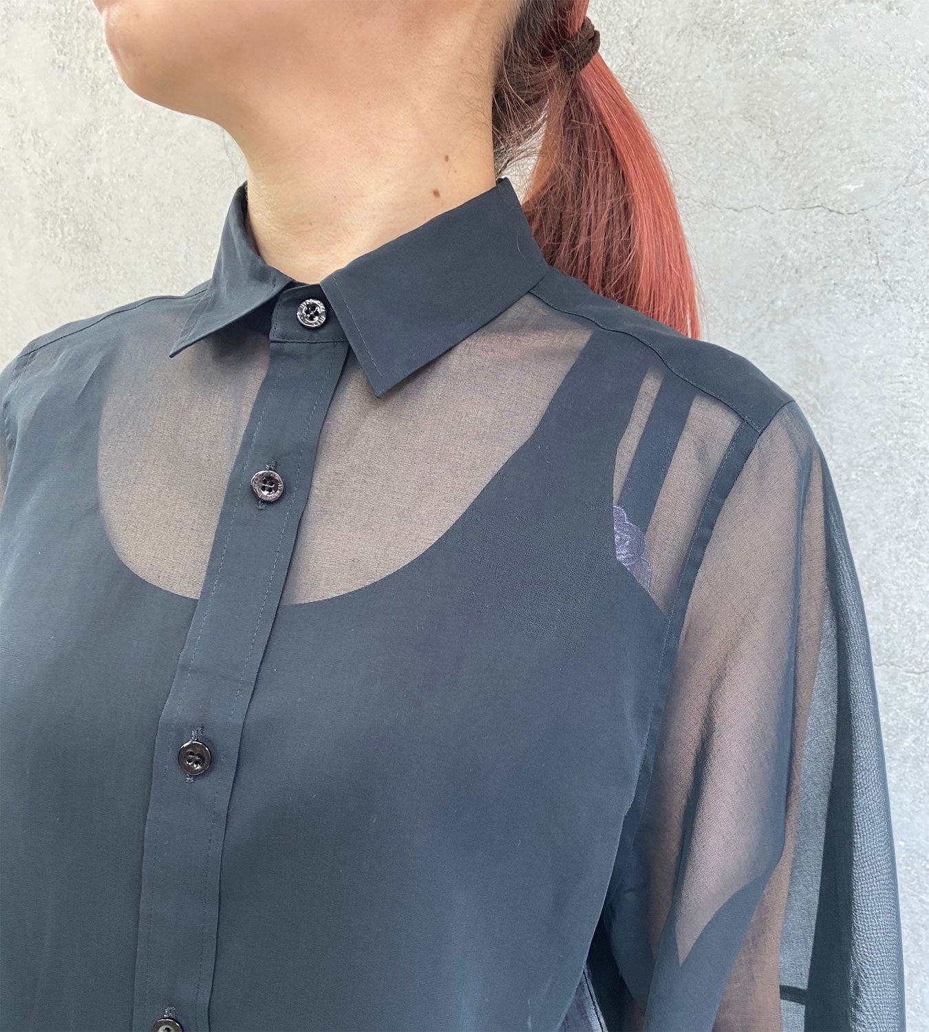 
                  
                    COTTON VOILE BALLOON SLEEVE SHIRT-BLACK-
                  
                