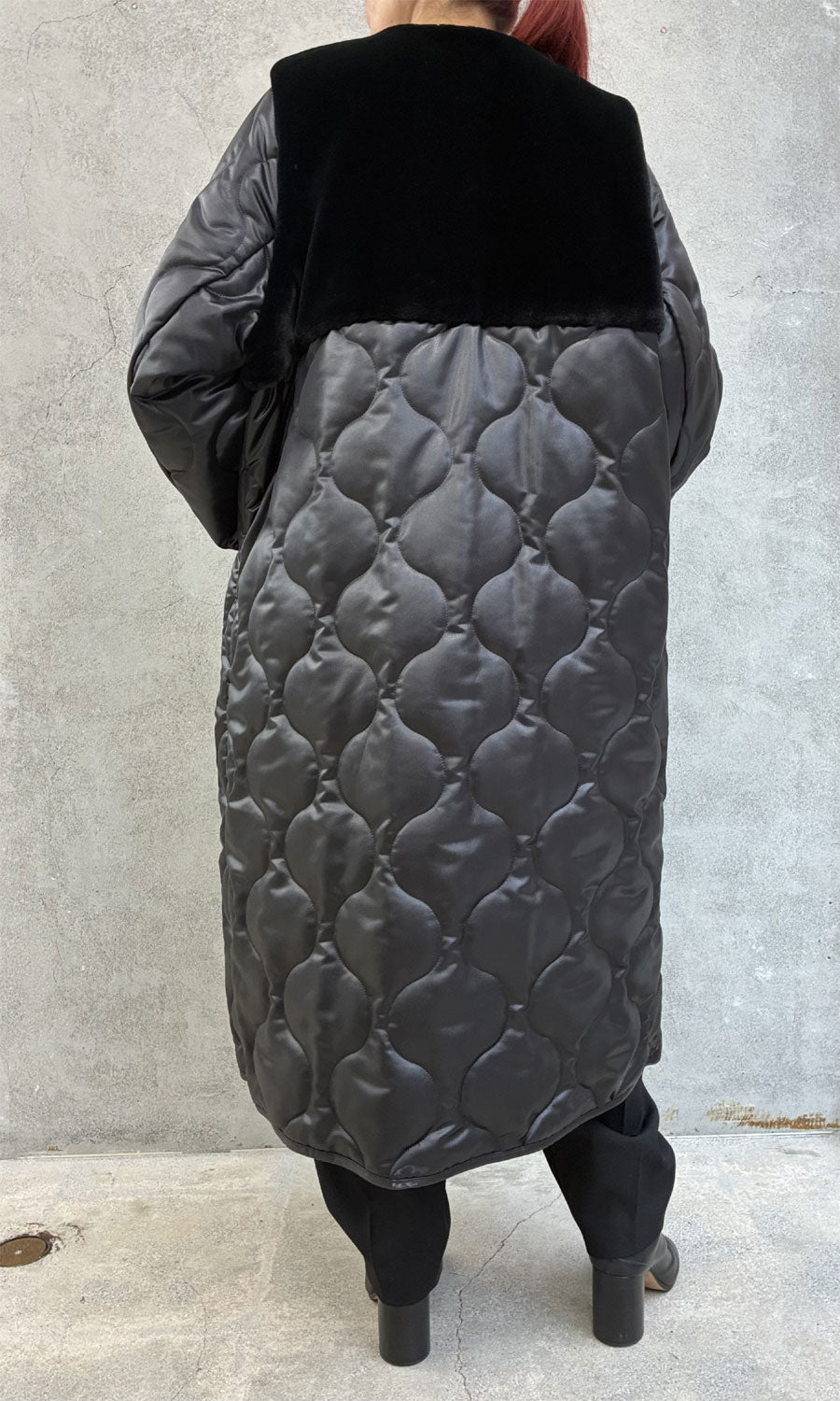 
                  
                    FAUX SHEARLING-PANELED LEATHER QUILTED COAT
                  
                