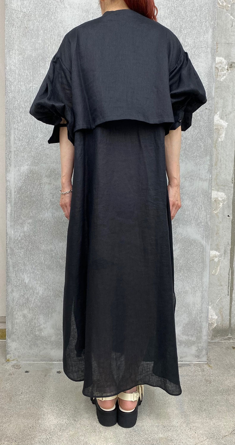 
                  
                    LINEN BLLOON SLEEVE DRESS -BLACK-
                  
                