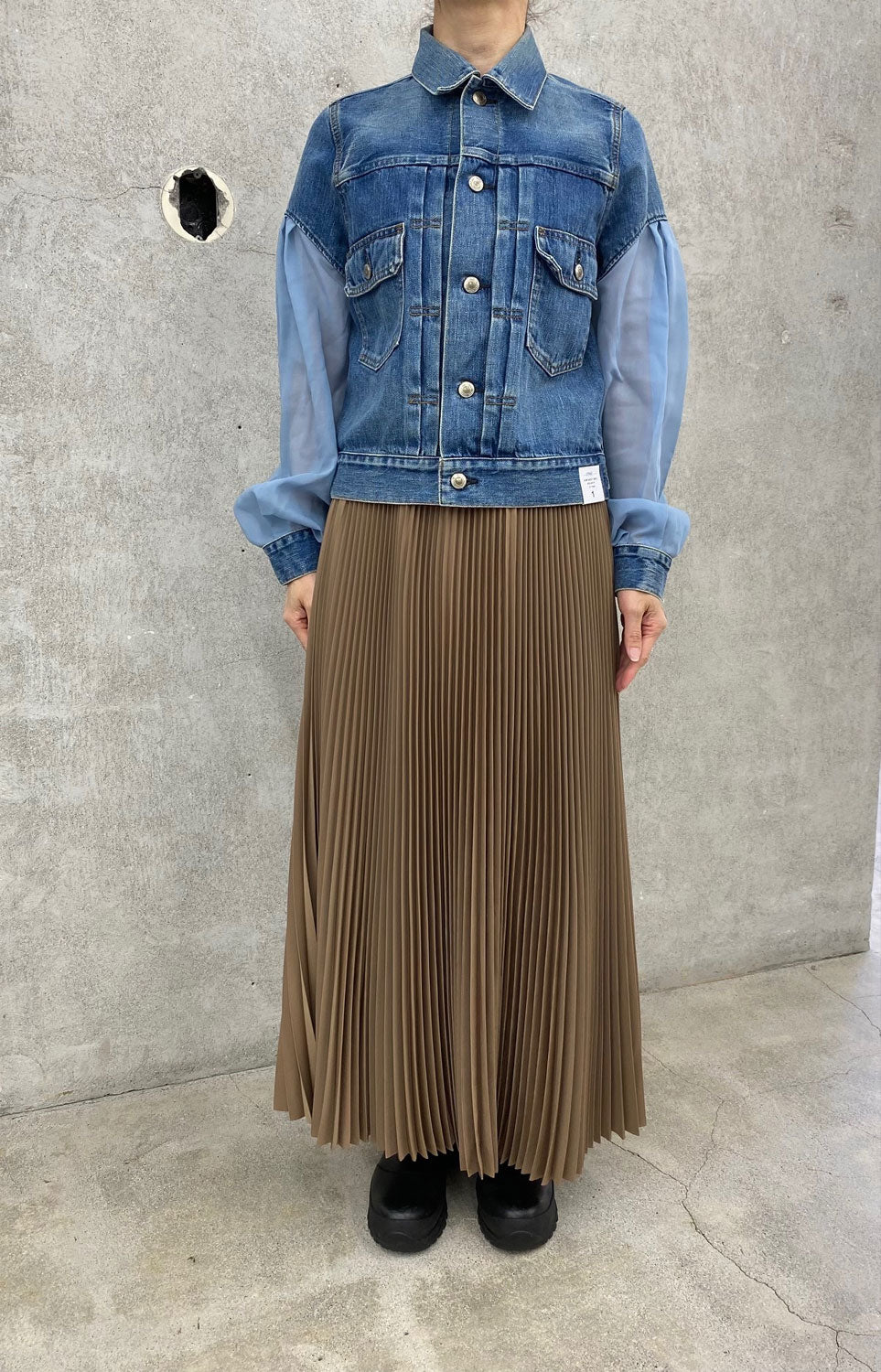 
                  
                    BALLOON SLV DENIM JK(SHEER SLEEVE)‐USED WASH BLUE-
                  
                