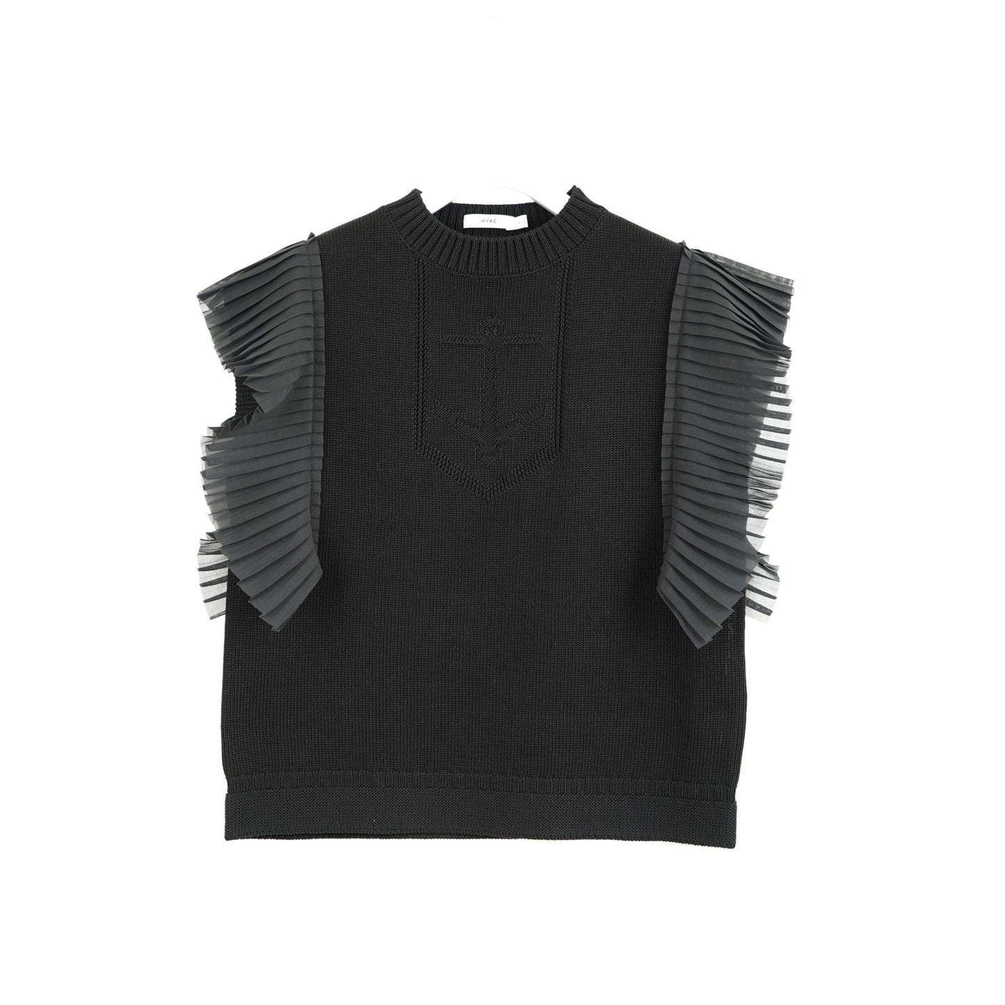 
                  
                    SLEEVELESS PLEATED GUERNSEY KNIT-NAVY-
                  
                