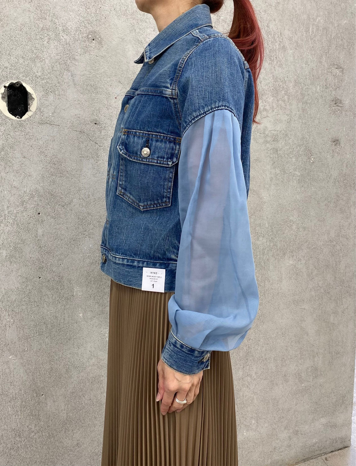 
                  
                    BALLOON SLV DENIM JK(SHEER SLEEVE)‐USED WASH BLUE-
                  
                