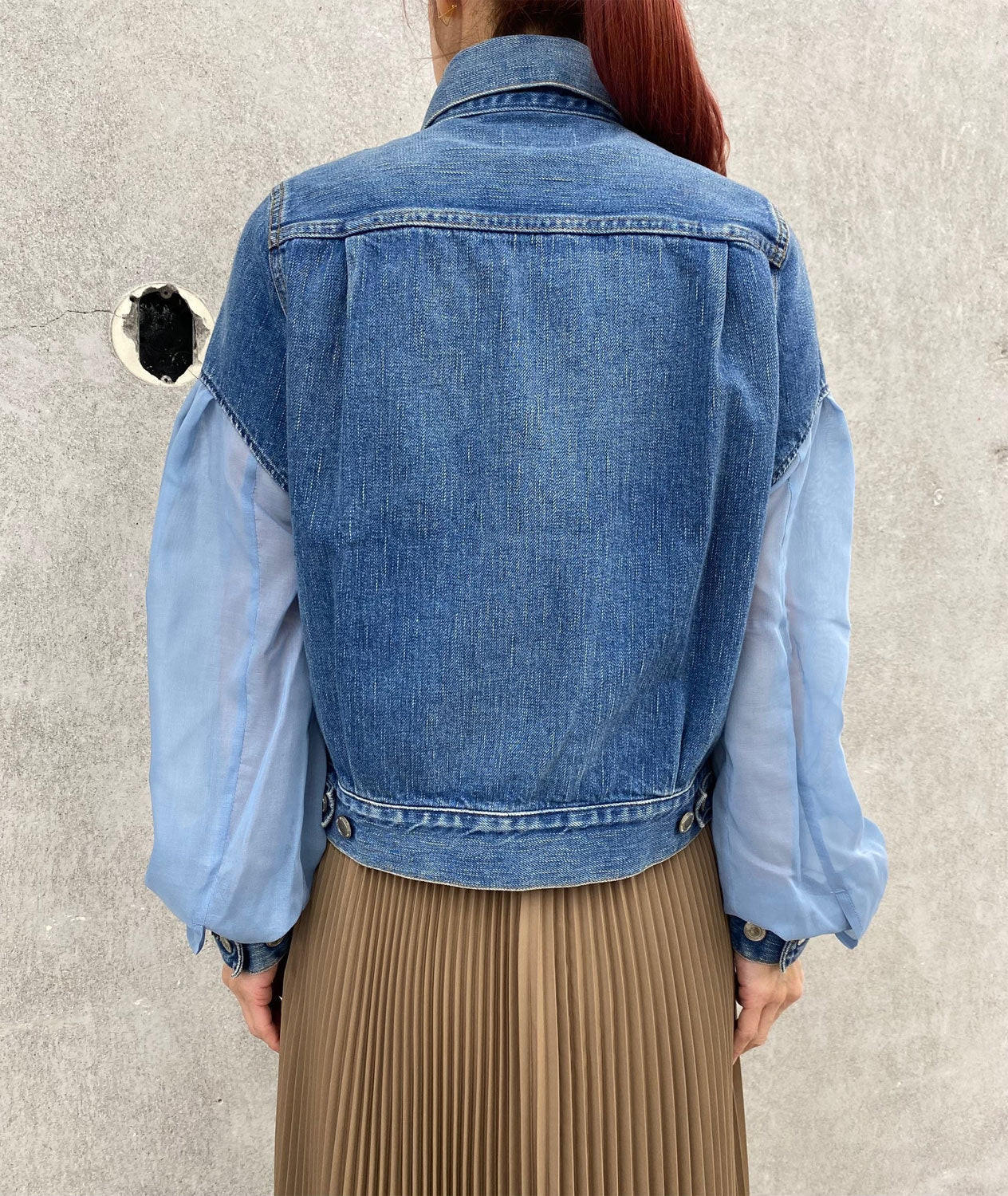 
                  
                    BALLOON SLV DENIM JK(SHEER SLEEVE)‐USED WASH BLUE-
                  
                