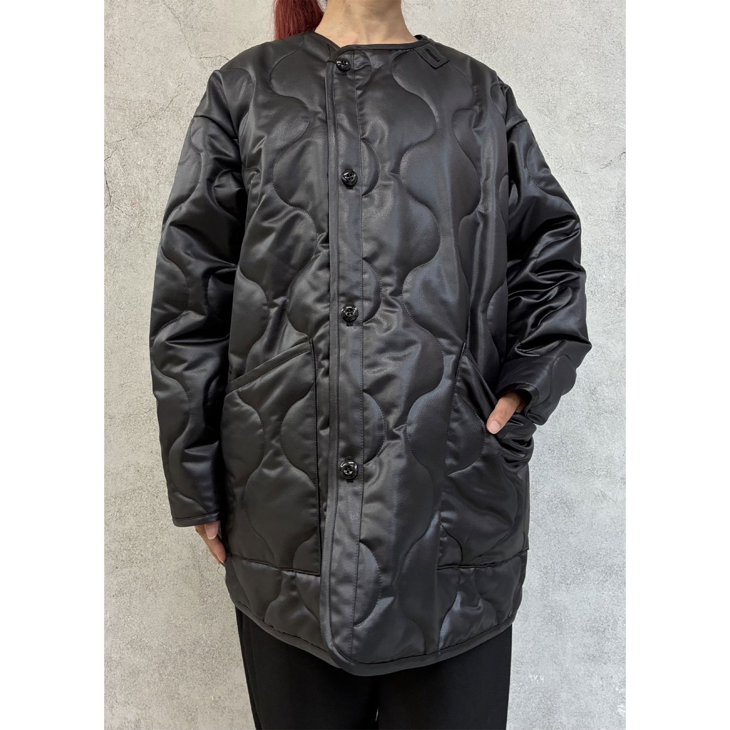 
                  
                    FAUX LEATHER QUILTED JACKET
                  
                