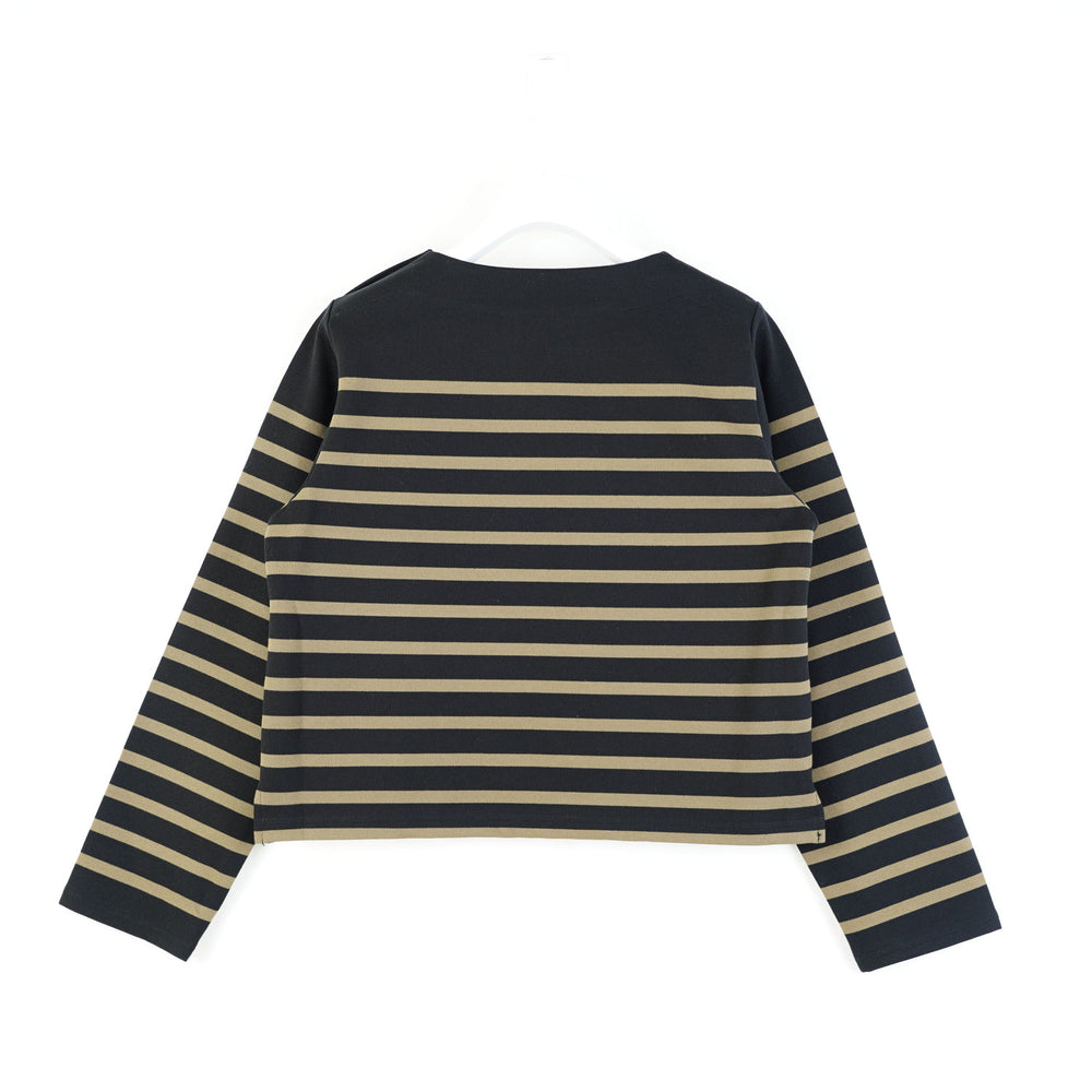 トップス HYKE CROPPED BASQUE SHIRT 1 cream black CROPPED BASQUE SHIRT-CREAM×BLACK- – OBLIGE