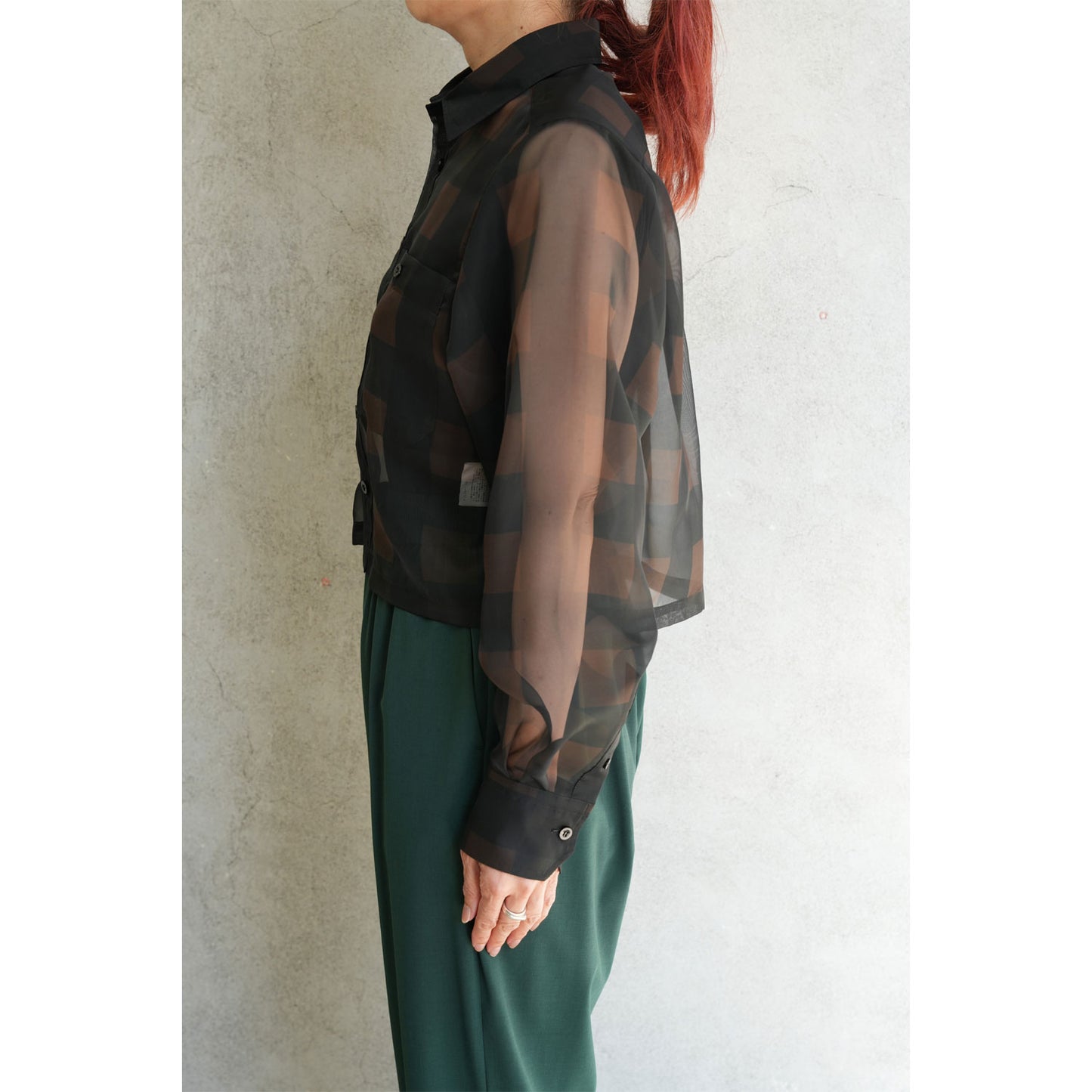 
                  
                    SHEER PLAID SHIRT-C/BROWN-
                  
                