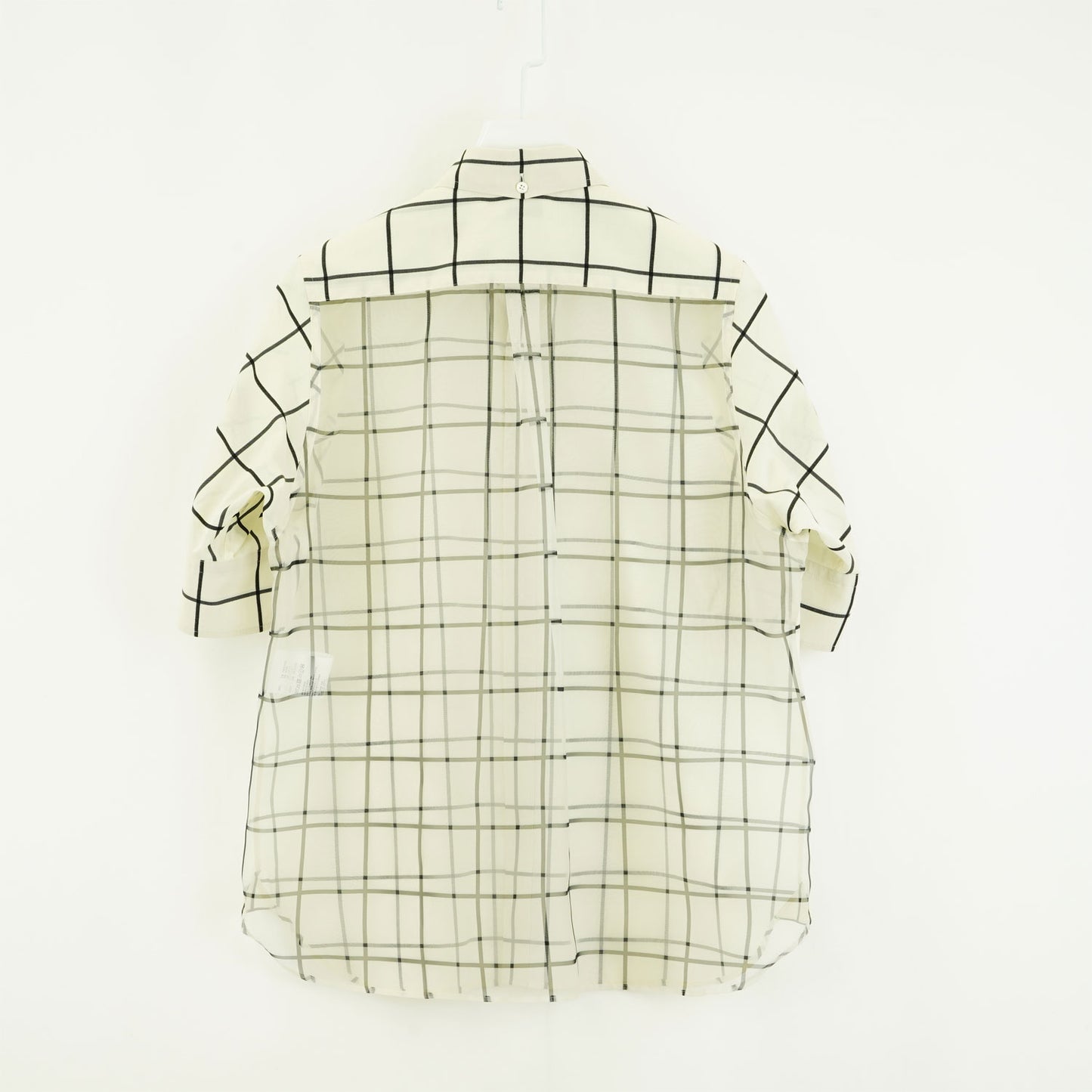 
                  
                    SHEER BACK WINDOWPANE SHORT-SLV BLOUSE-CREAM-
                  
                