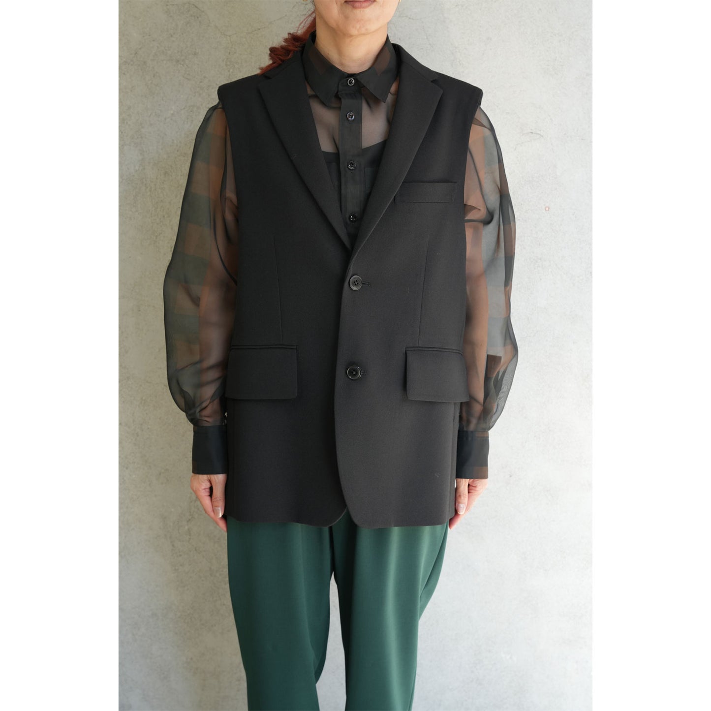 
                  
                    DOESKIN SLEEVELESS BLAZER-BLACK-
                  
                