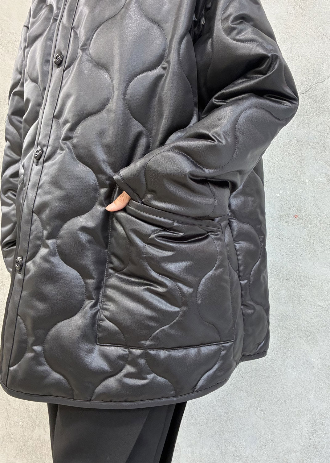 
                  
                    FAUX LEATHER QUILTED JACKET
                  
                