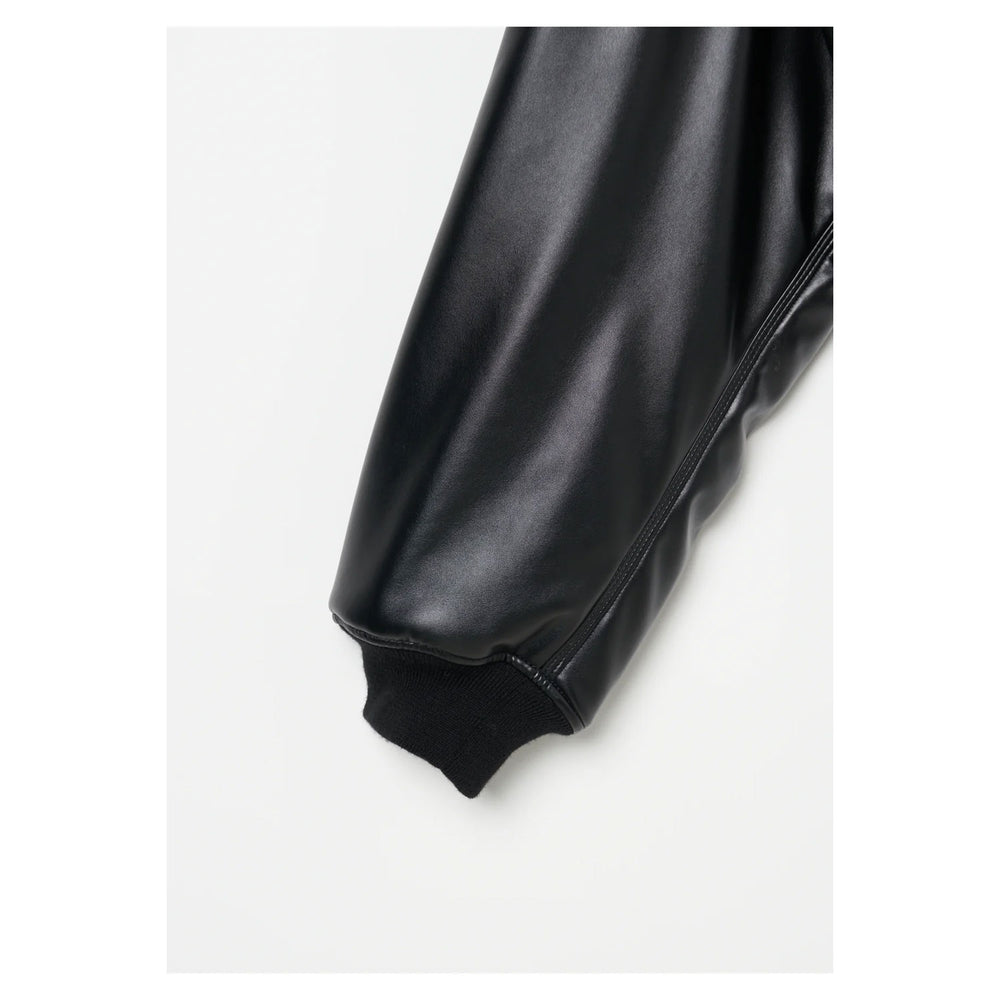 
                  
                    Leather Zip Up Hoodie-BLACK-
                  
                