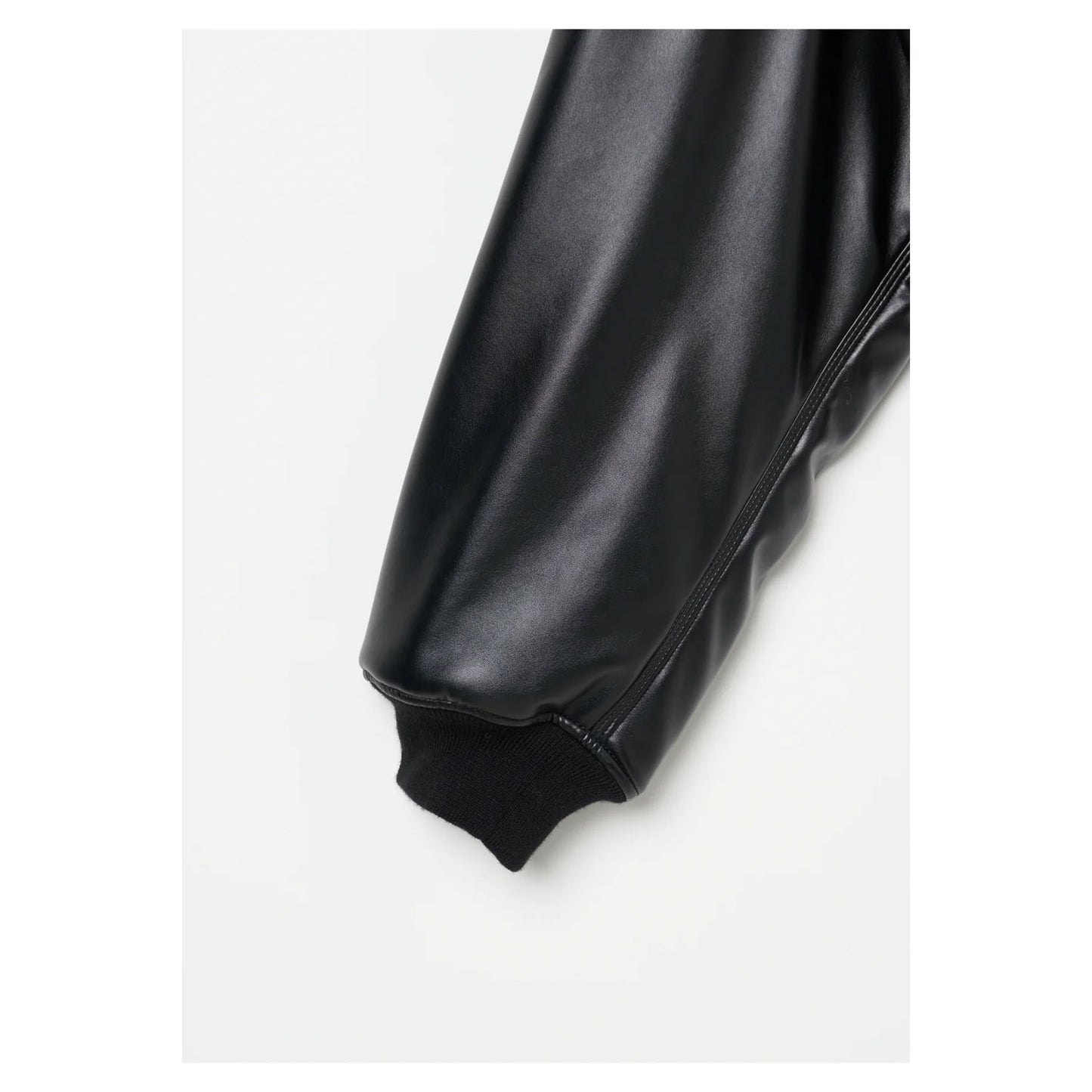 
                  
                    Leather Zip Up Hoodie-BLACK-
                  
                