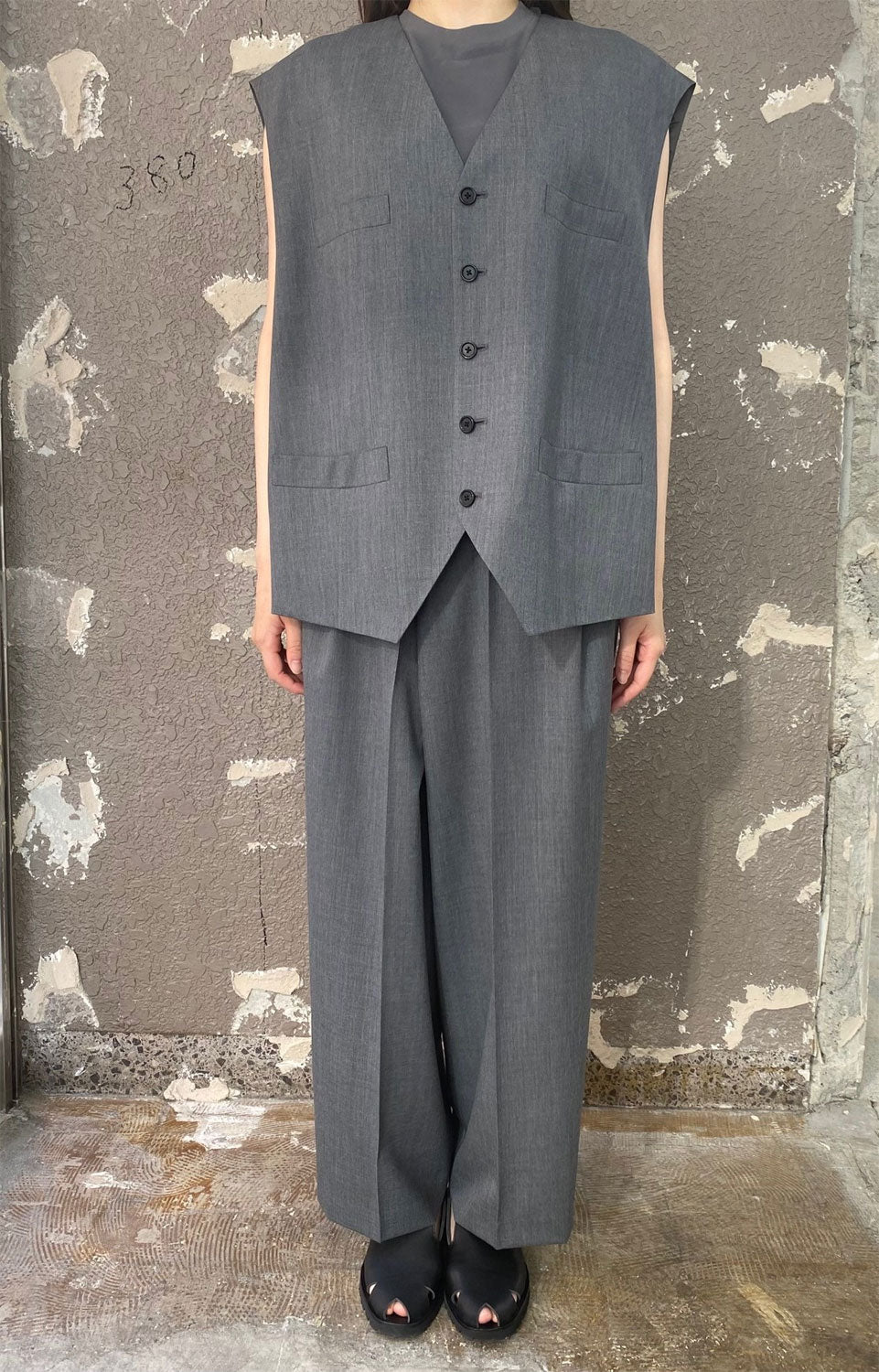 
                  
                    Wool Over Size Pants -MID GREY-
                  
                