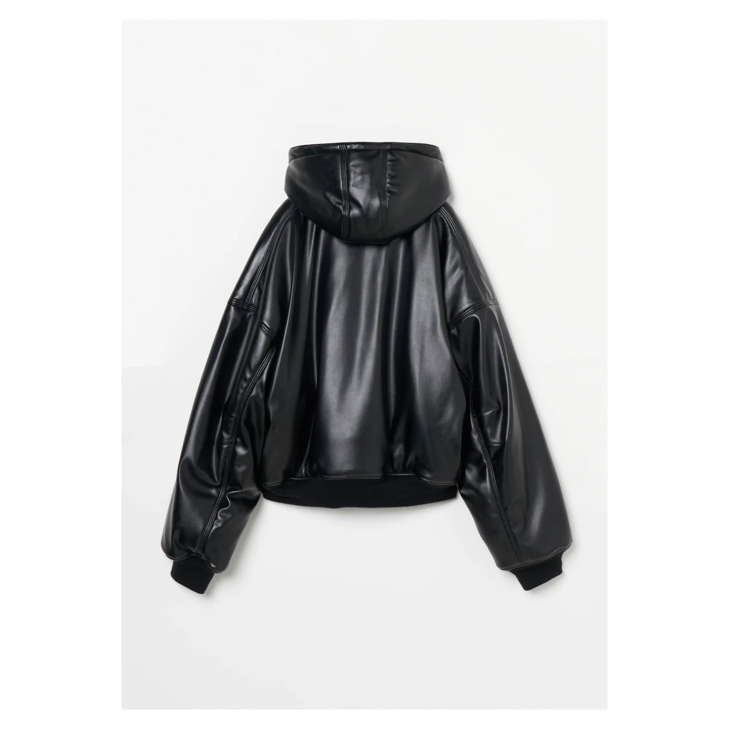 
                  
                    Leather Zip Up Hoodie-BLACK-
                  
                