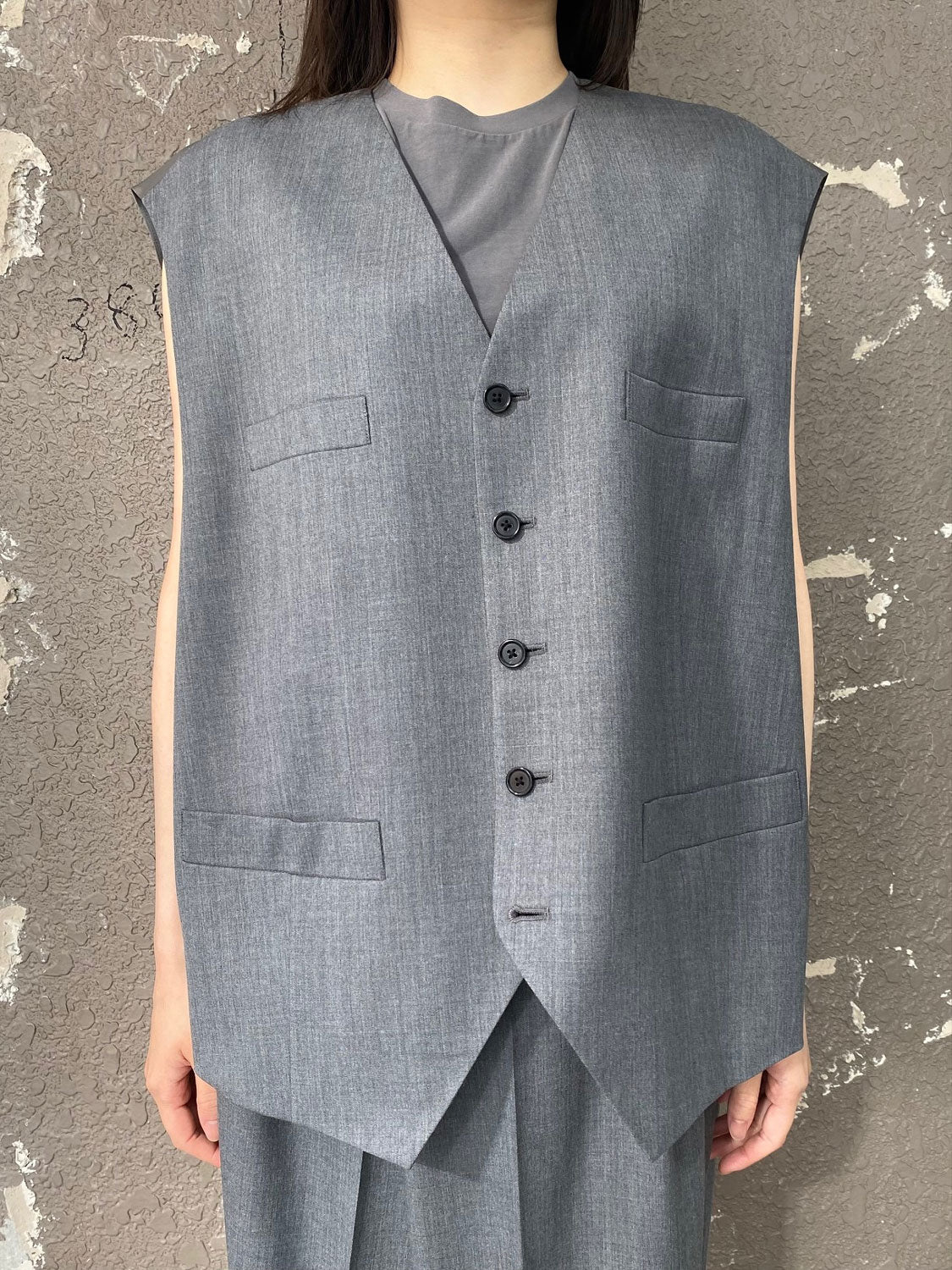 
                  
                    Wool Over Size Gilet-MD GREY-
                  
                