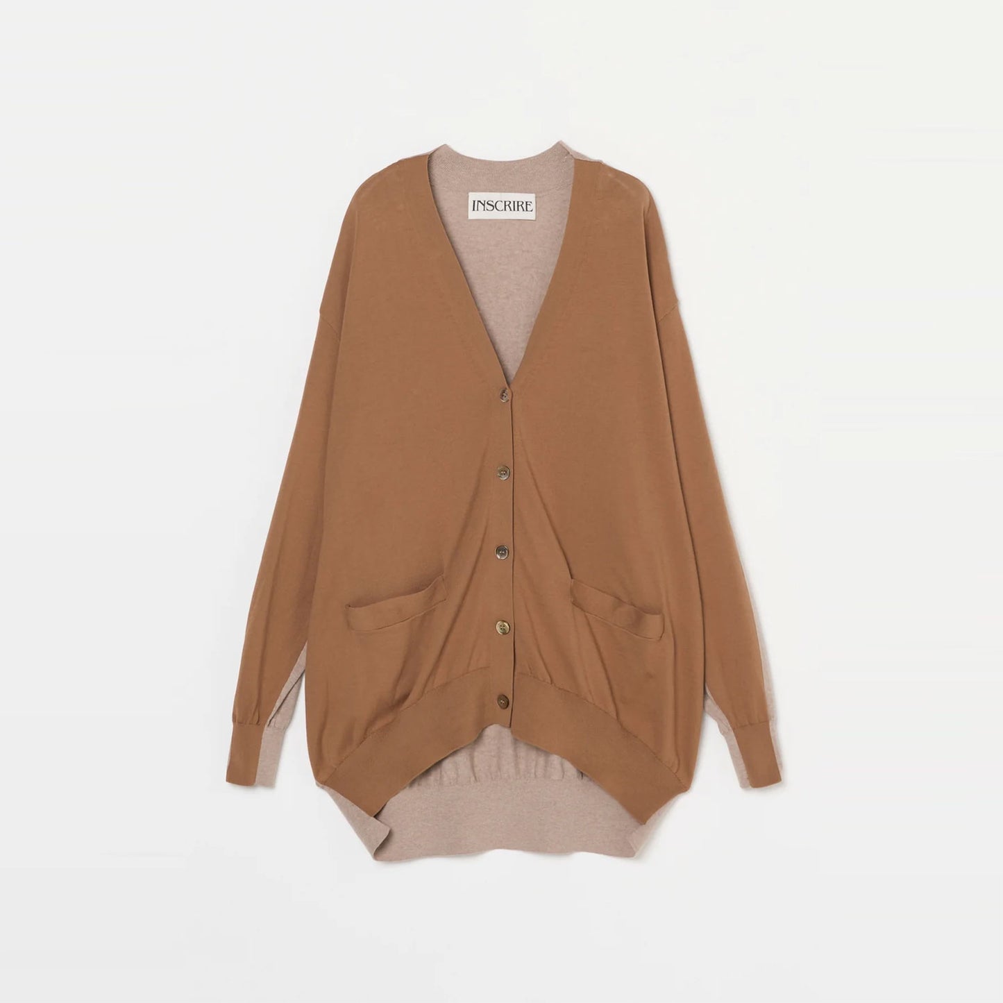 
                  
                    Cotton 16G Over Size V neck Cardigan -CAMEL×LT.BEIGE-
                  
                