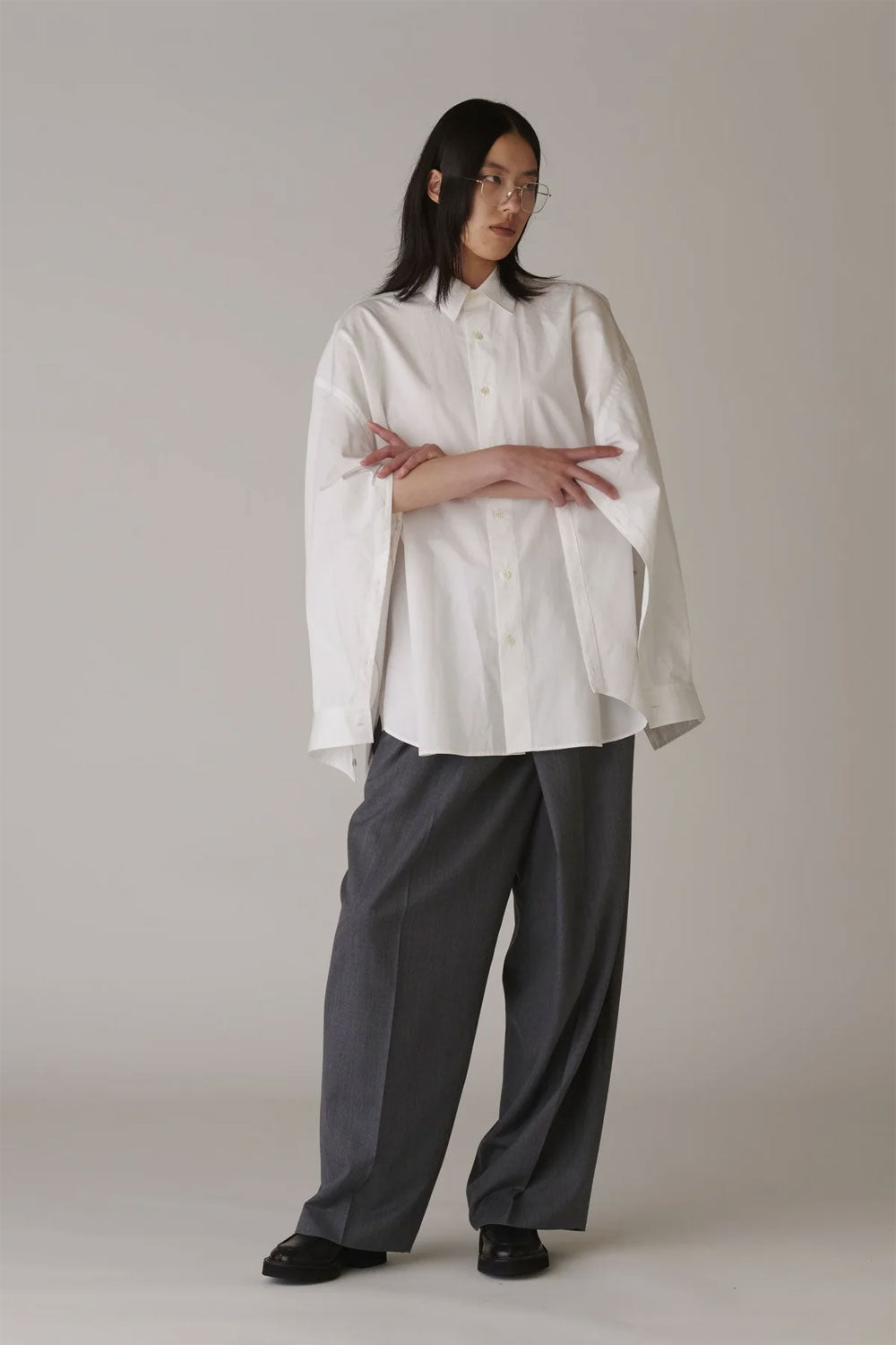 
                  
                    Cotton Cape Shirt-WHITE-
                  
                