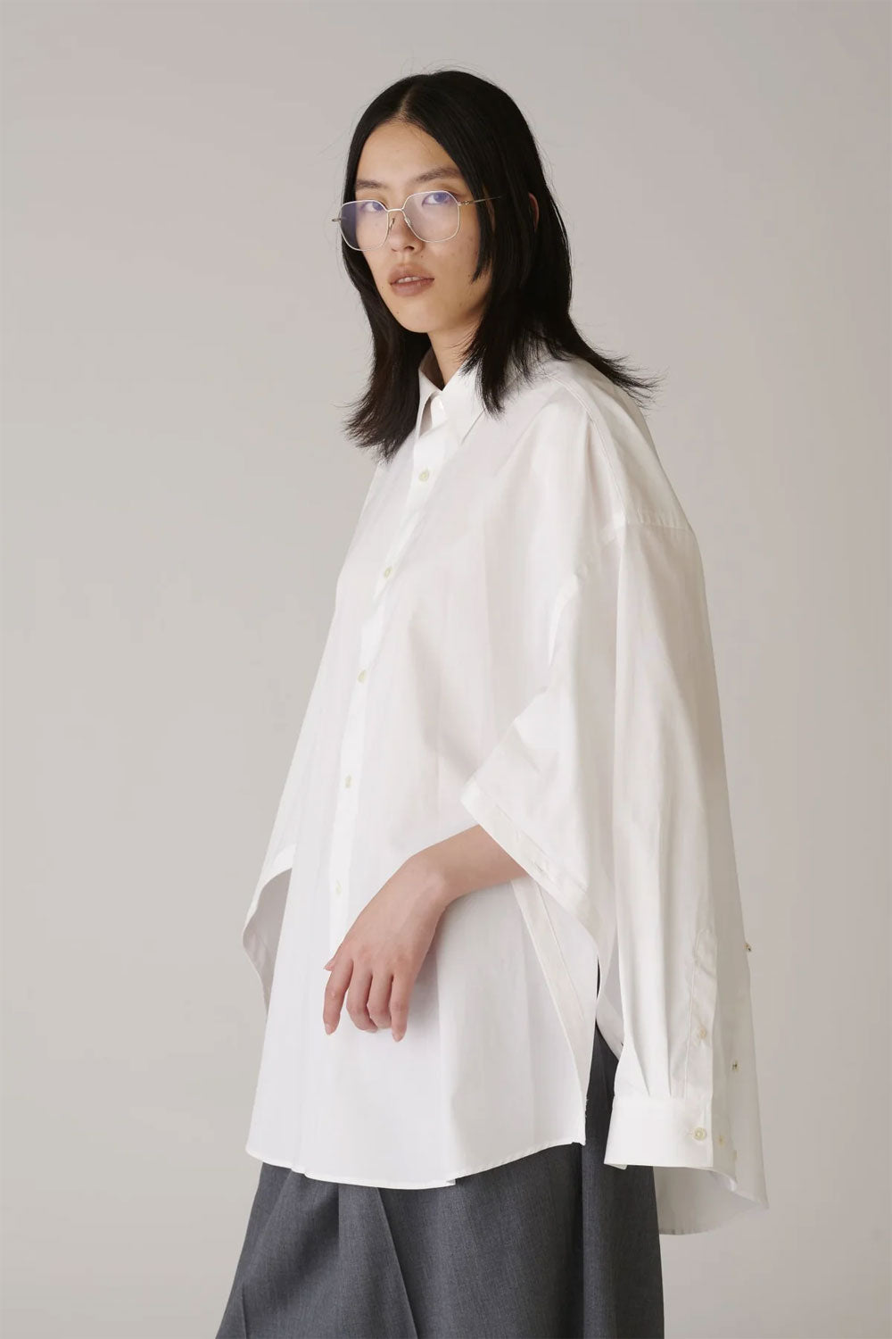 
                  
                    Cotton Cape Shirt-WHITE-
                  
                