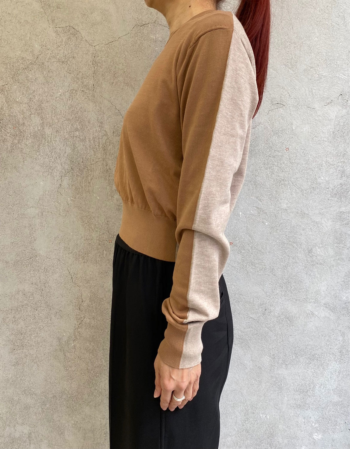 
                  
                    Cotton 16G Tight Fit Pull Over-CAMEL×LT.BEIGE-
                  
                