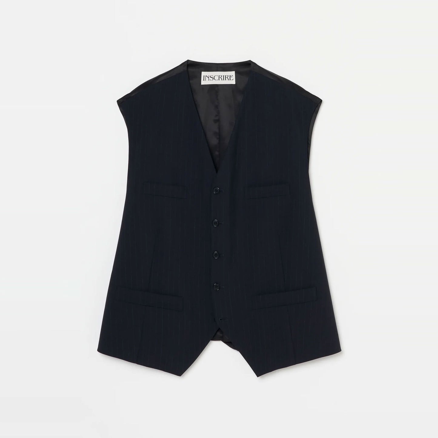 
                  
                    Wool Over Size Gilet-NAVY STRIPE-
                  
                