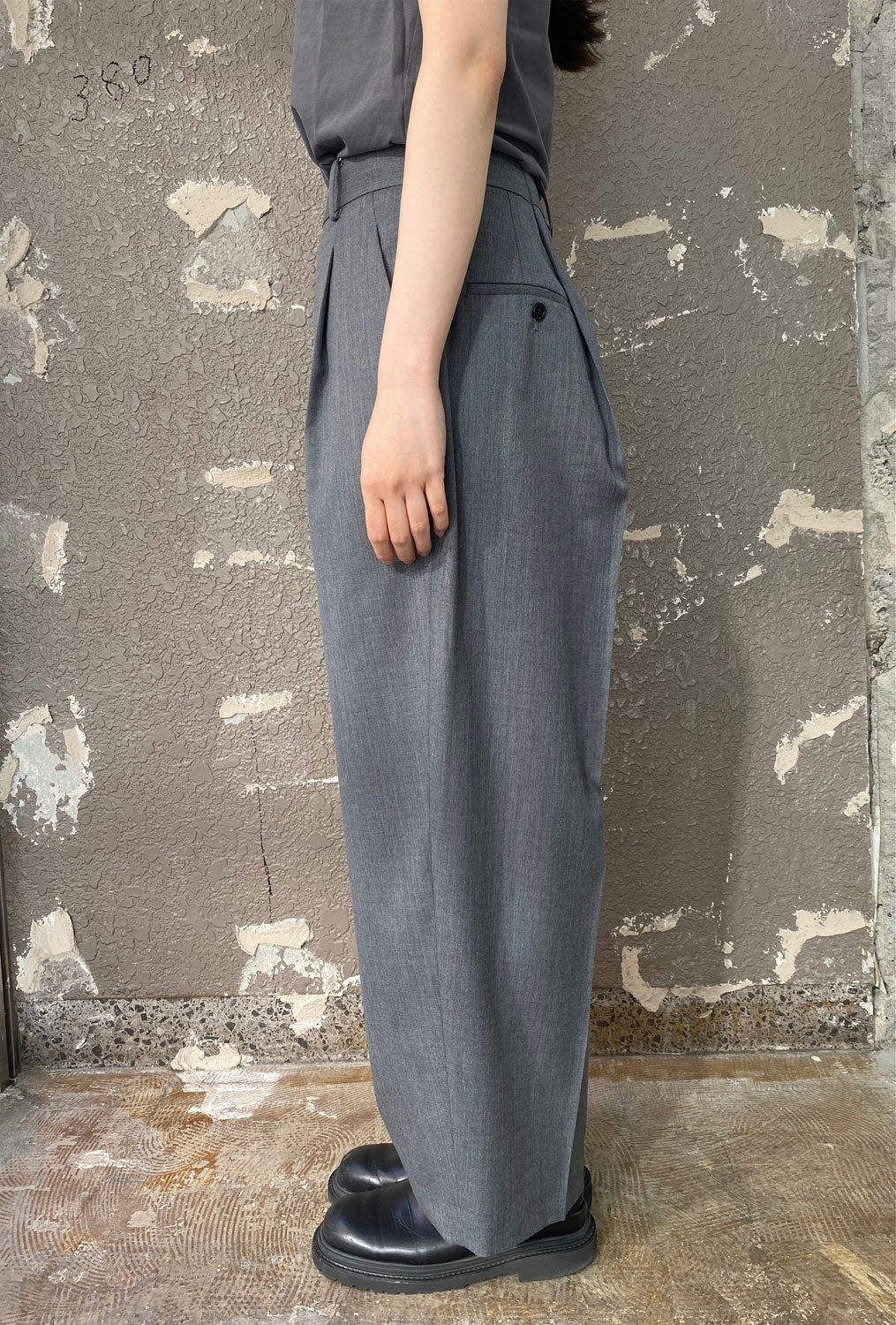 
                  
                    Wool Over Size Pants -MID GREY-
                  
                