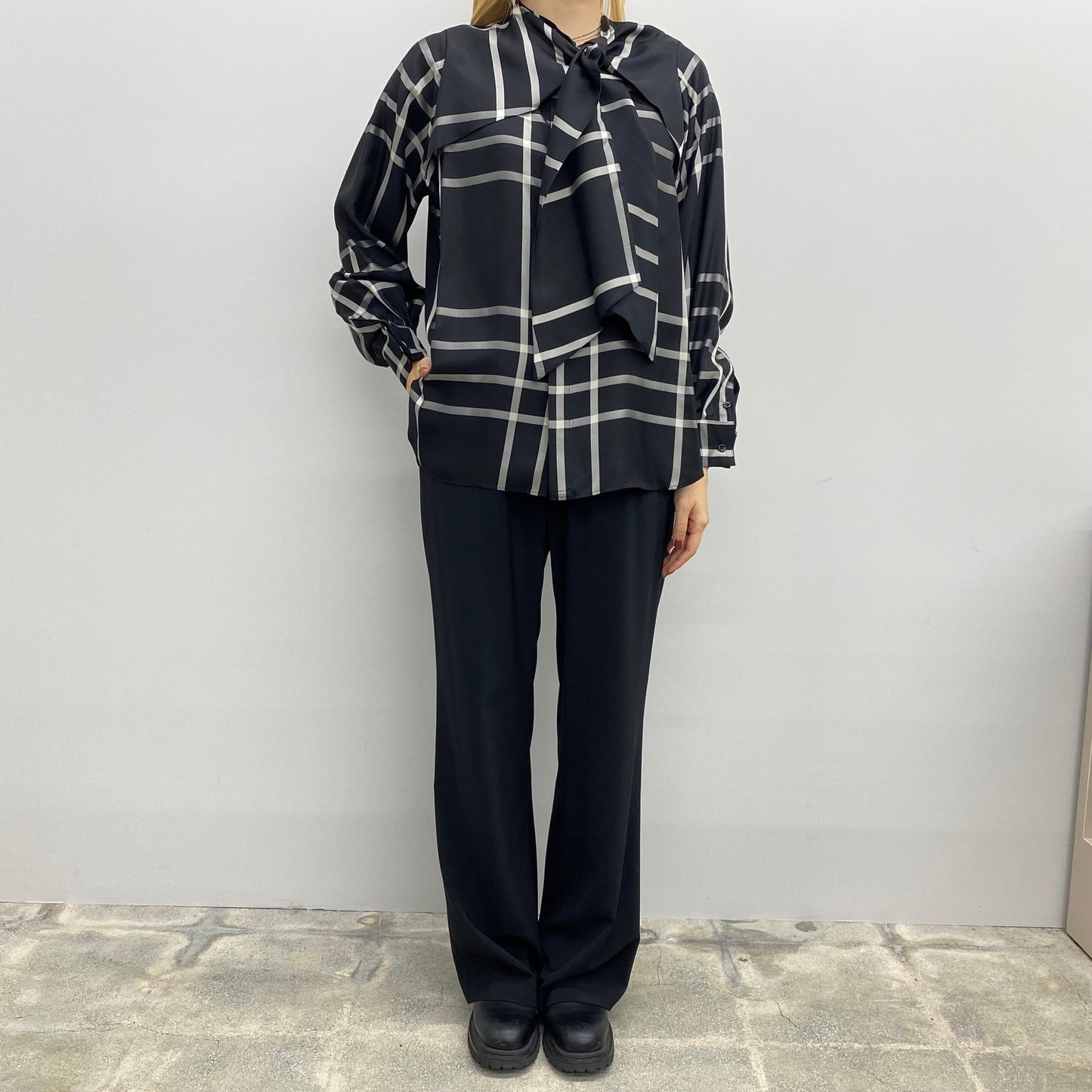 
                  
                    CUPRO CHECK PUSSY-BOW BLOUSE
                  
                
