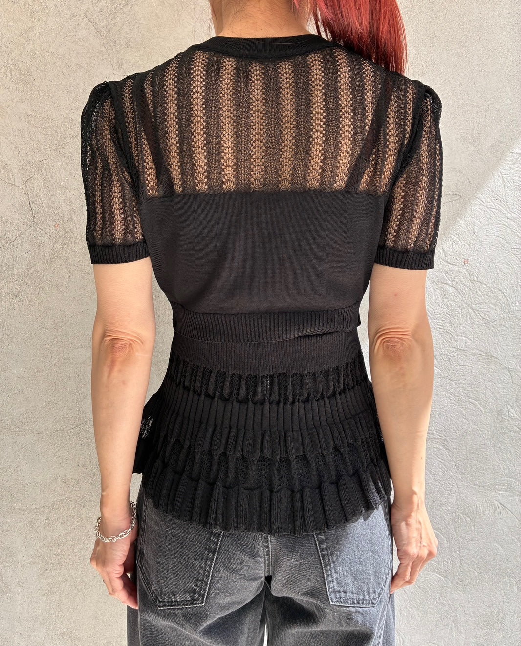 
                  
                    CONVERTIBLE SHEER STRIPE KNIT CARDIGAN -BROWN-
                  
                