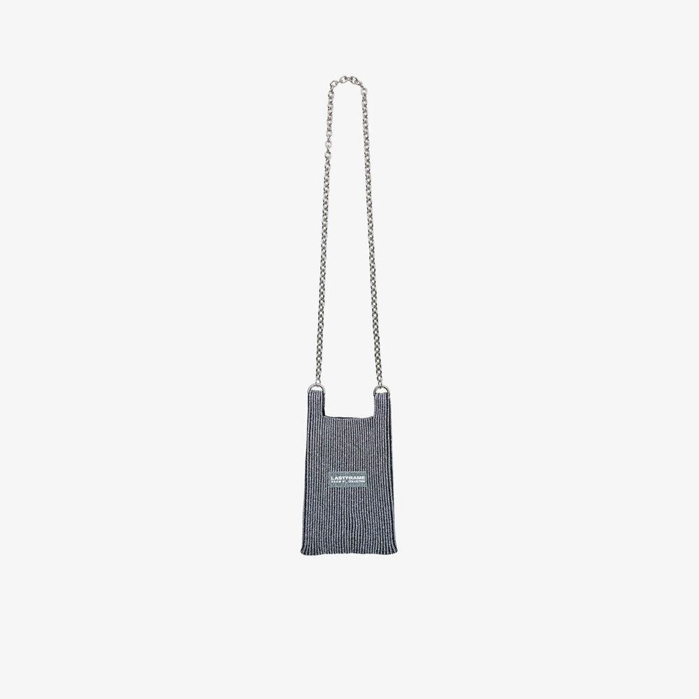 KYOTO METALLIC MARKET BAG MINI(CHAIN)-DARK SILVER×BLACK-