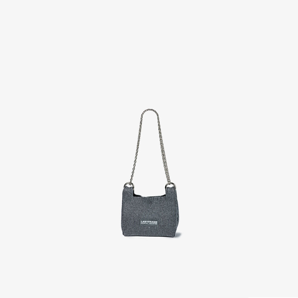 KYOTO METALLIC WRAP BAG MINI(CHAIN)-DARK SILVER×BLACK-