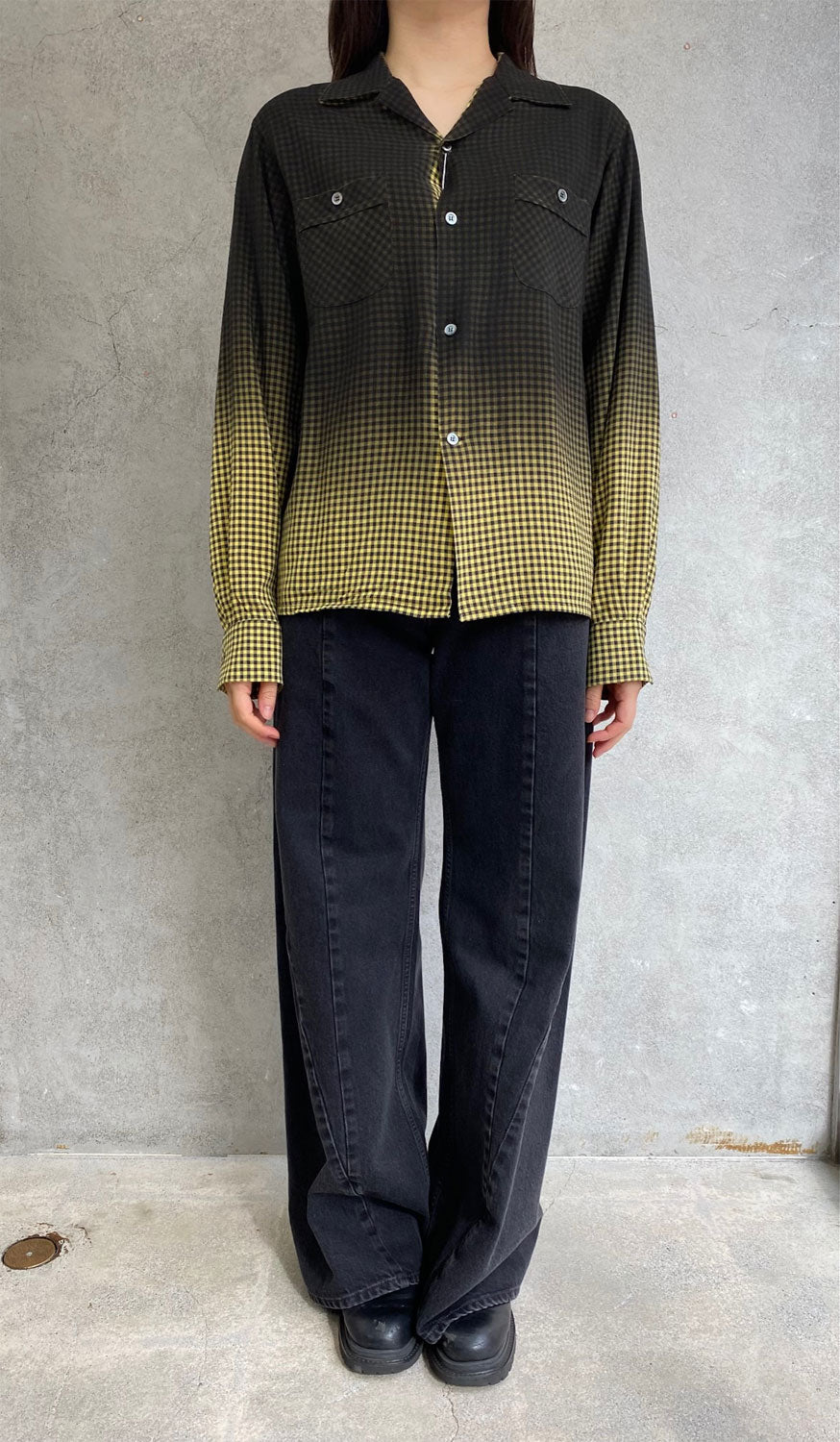 
                  
                    Faded check shirt -YEL/BLK-
                  
                