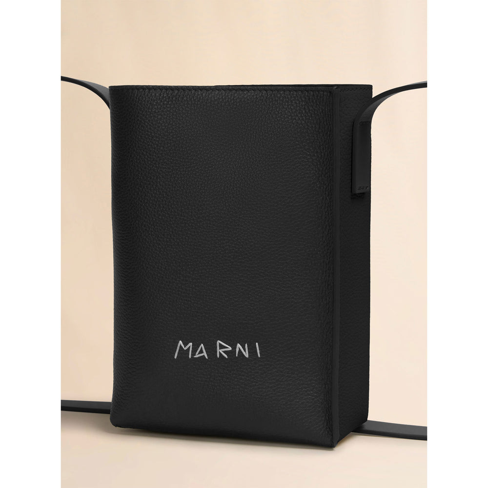 
                  
                    Black leather Museo nano bag with embroidered Marni symbol
                  
                