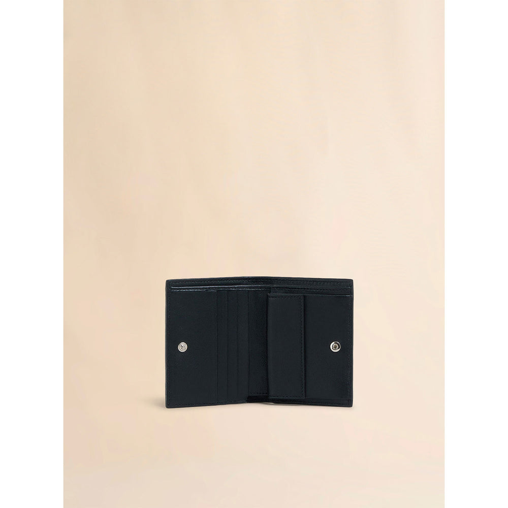 Black leather bifold wallet with Marni Mending embroidery – OBLIGE