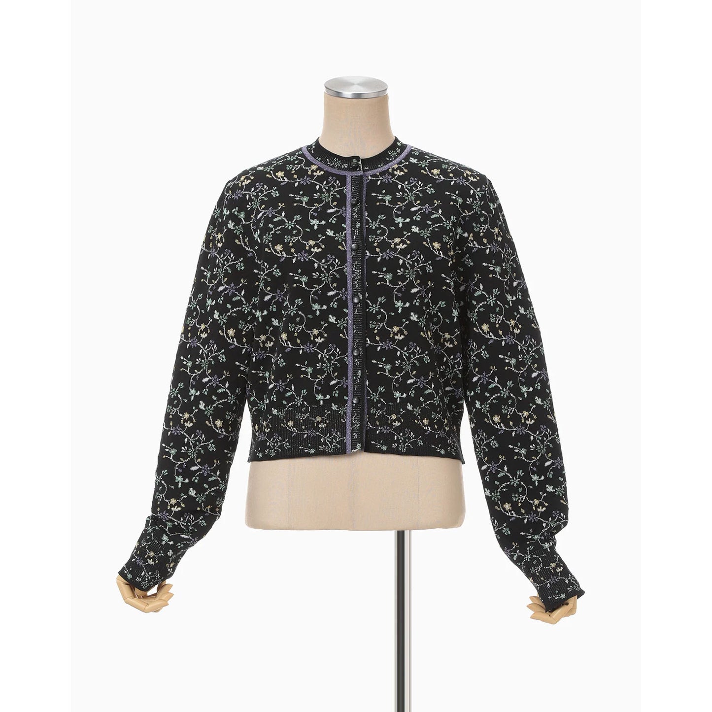 
                  
                    Floral Motif Glitter Knit Cardigan - black
                  
                