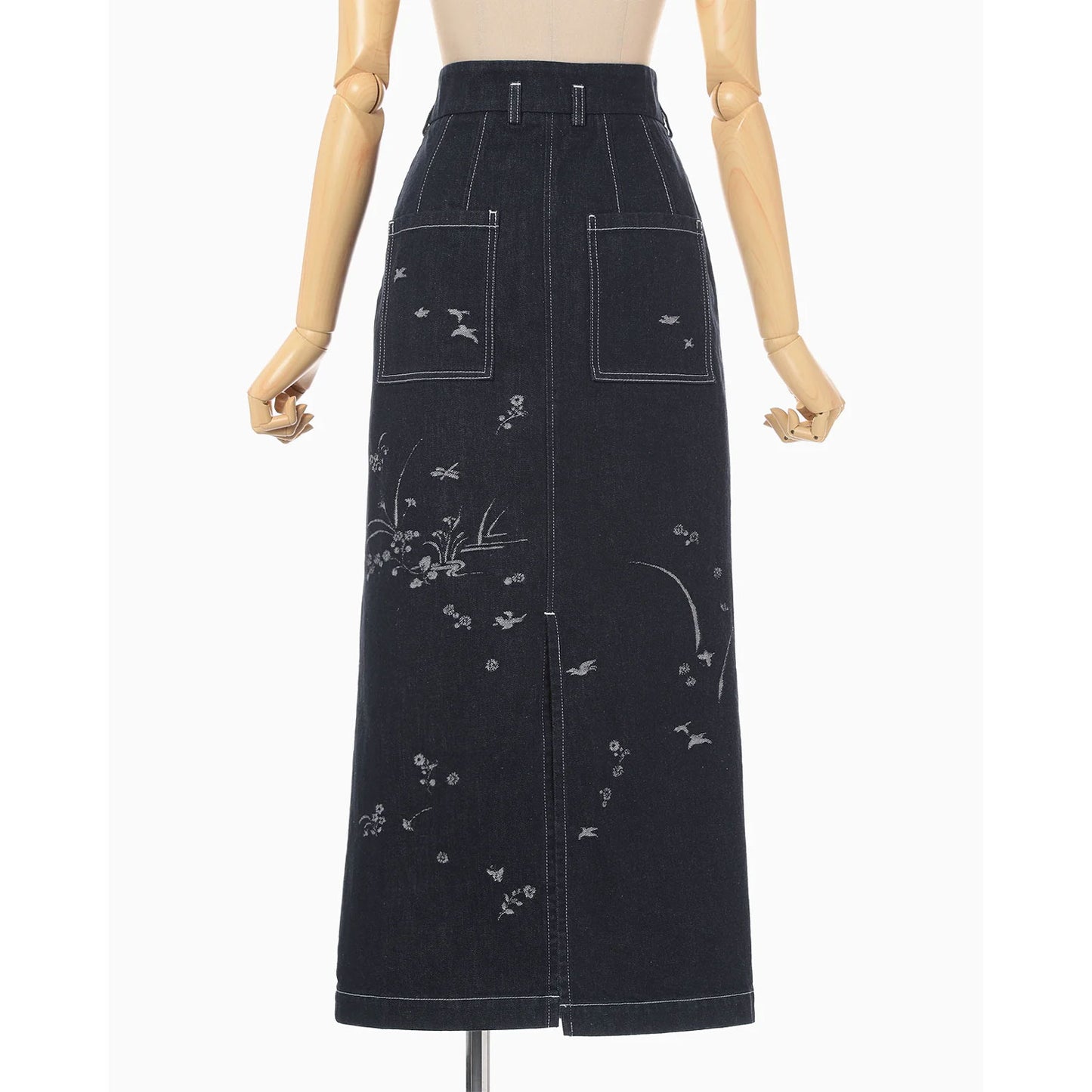 
                  
                    Nature Pattern Jacquard Denim Skirt - blue
                  
                