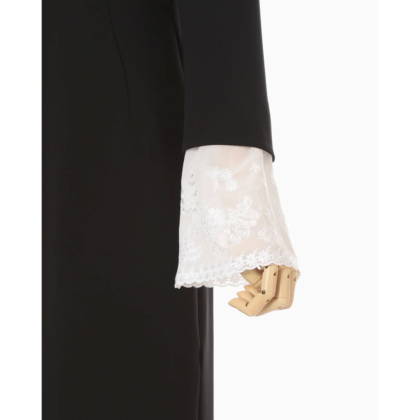 
                  
                    Triacetate Georgette Embroidered Cuffs I-Line Dress - black
                  
                