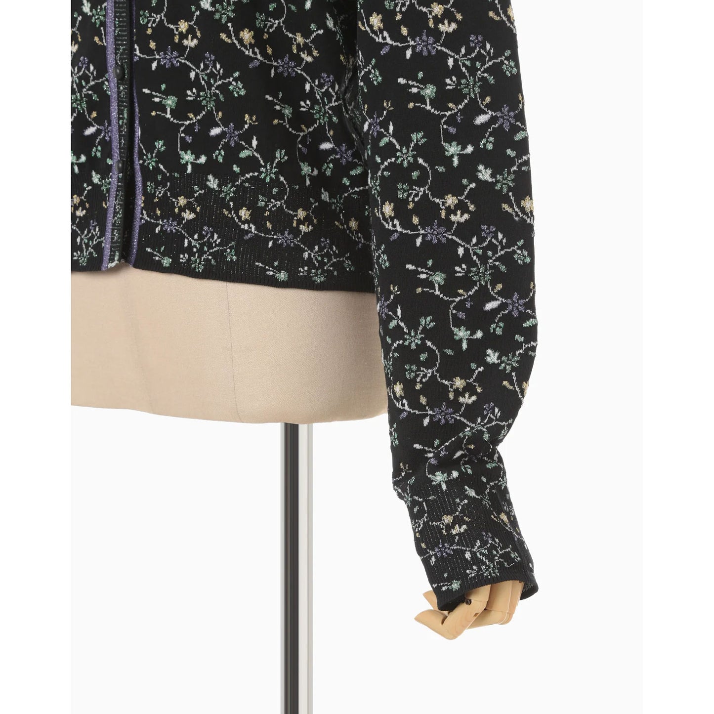 
                  
                    Floral Motif Glitter Knit Cardigan - black
                  
                
