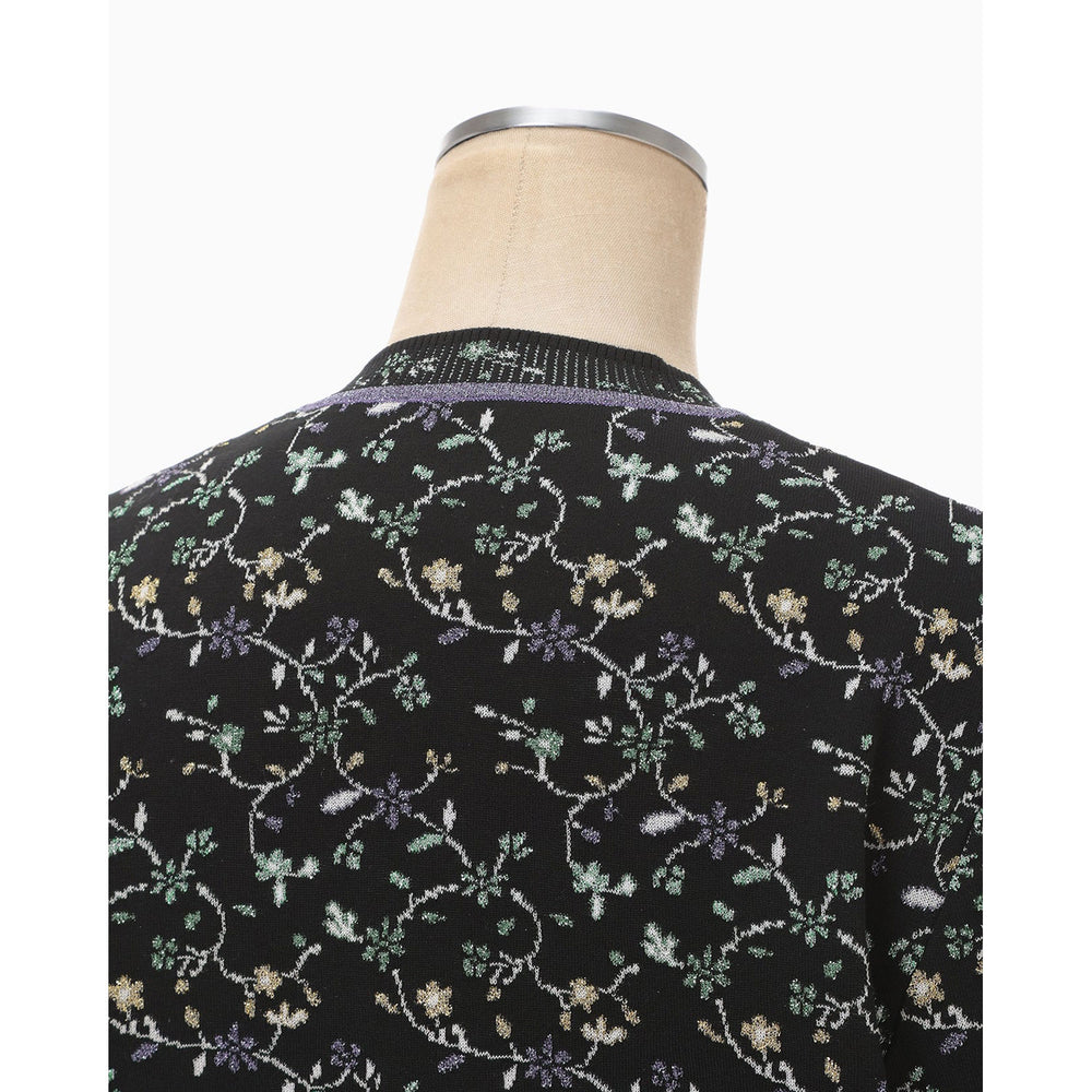 Floral Motif Glitter Knit Cardigan - black – OBLIGE