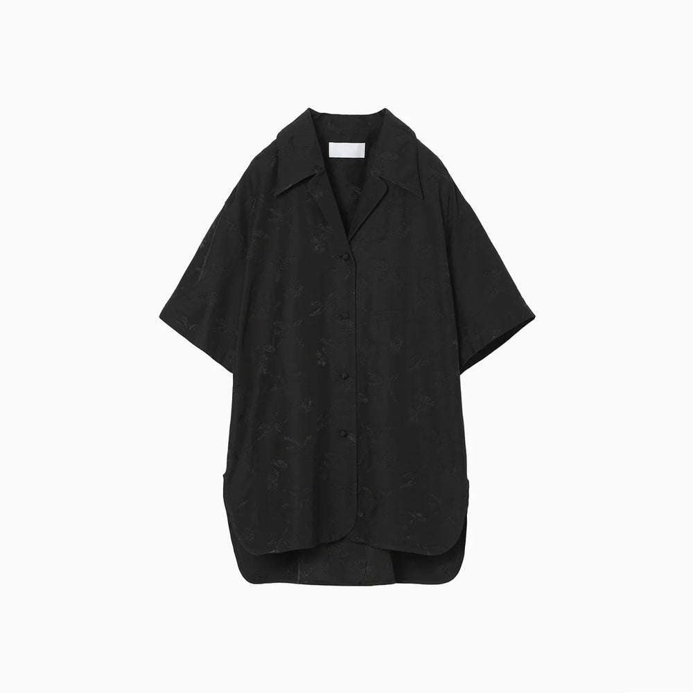 新品mame Karako Jacquard Open Collar Shirt Karako Jacquard Open Collar Shirt - black – OBLIGE