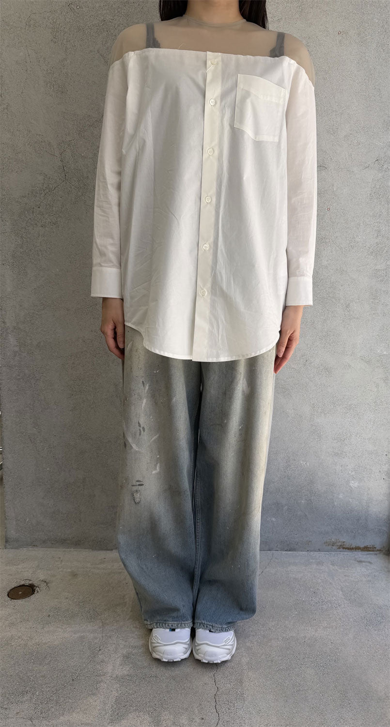
                  
                    High-cut cotton poplin shirt
                  
                