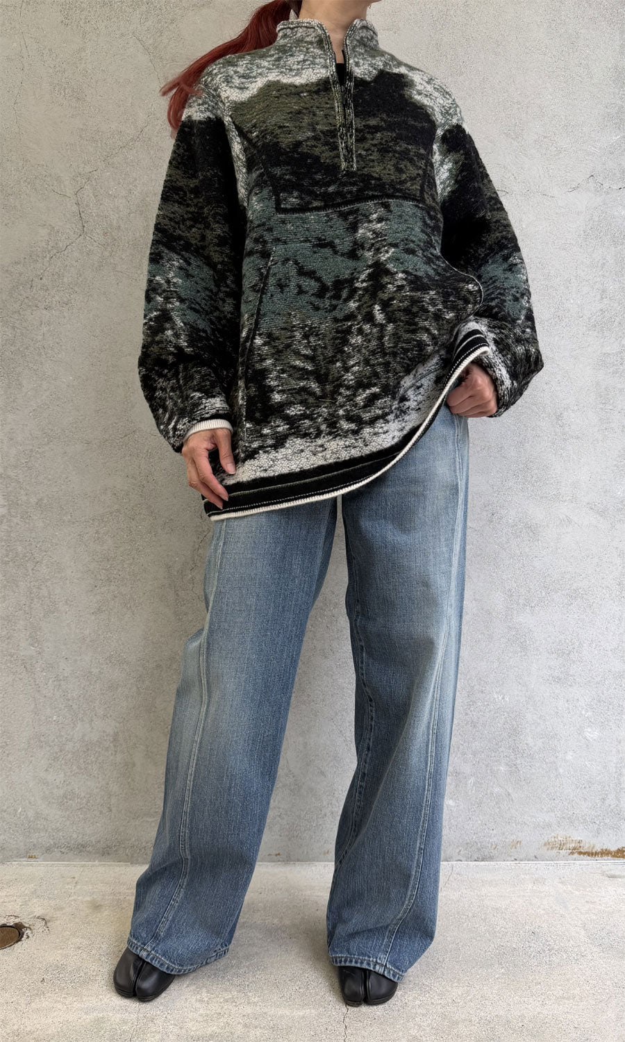 
                  
                    Pile Jacquard Half Zip Knit Top
                  
                