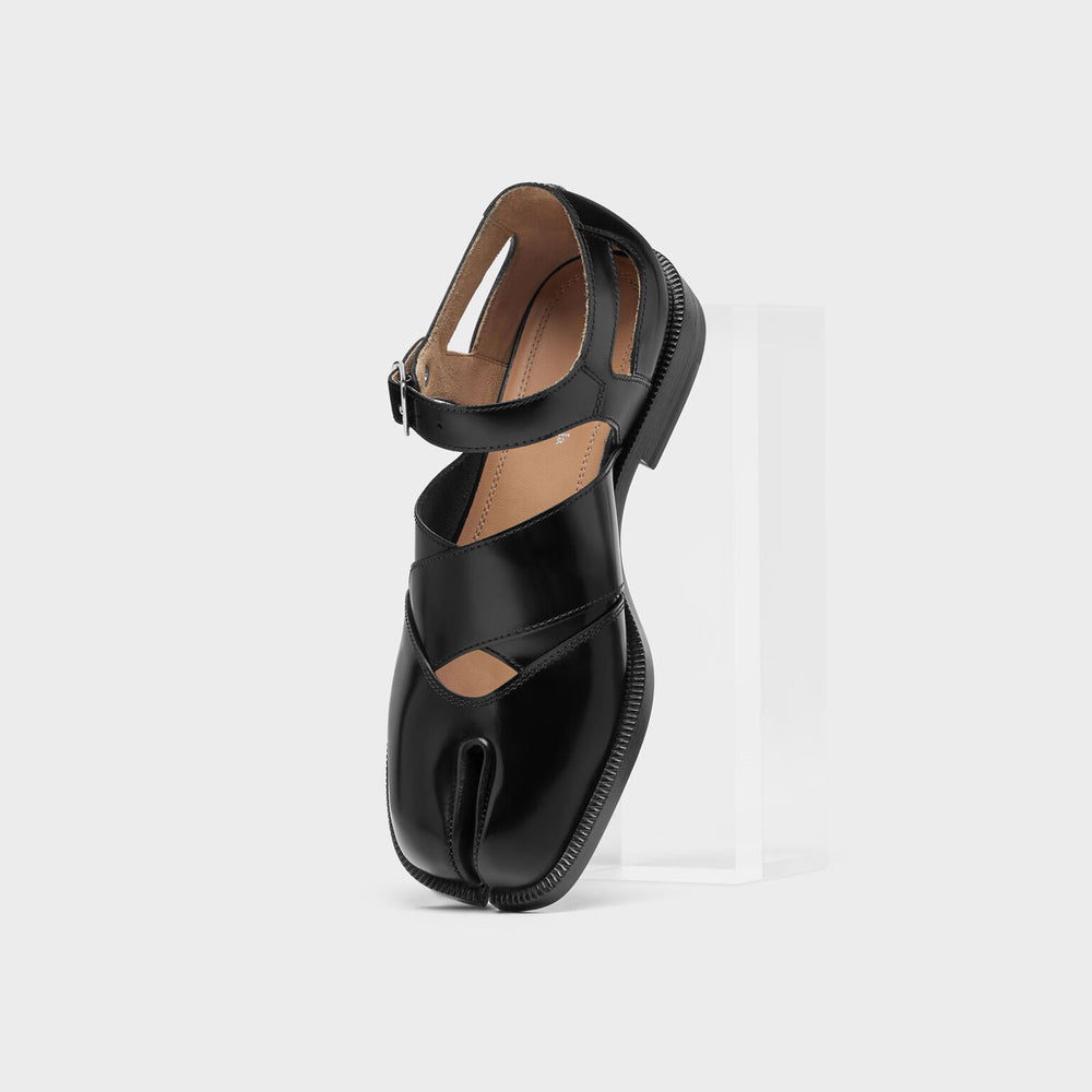 Tabi ankle strap sandals‐black- – OBLIGE