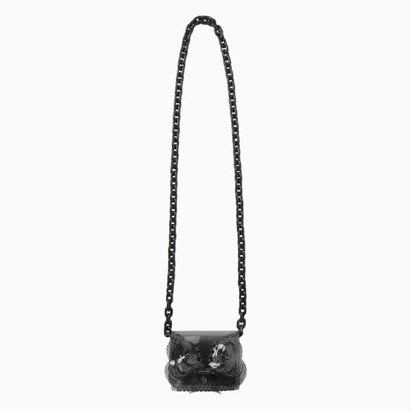 Transparent Sculptural Micro Chain Bag-BLACK- – OBLIGE