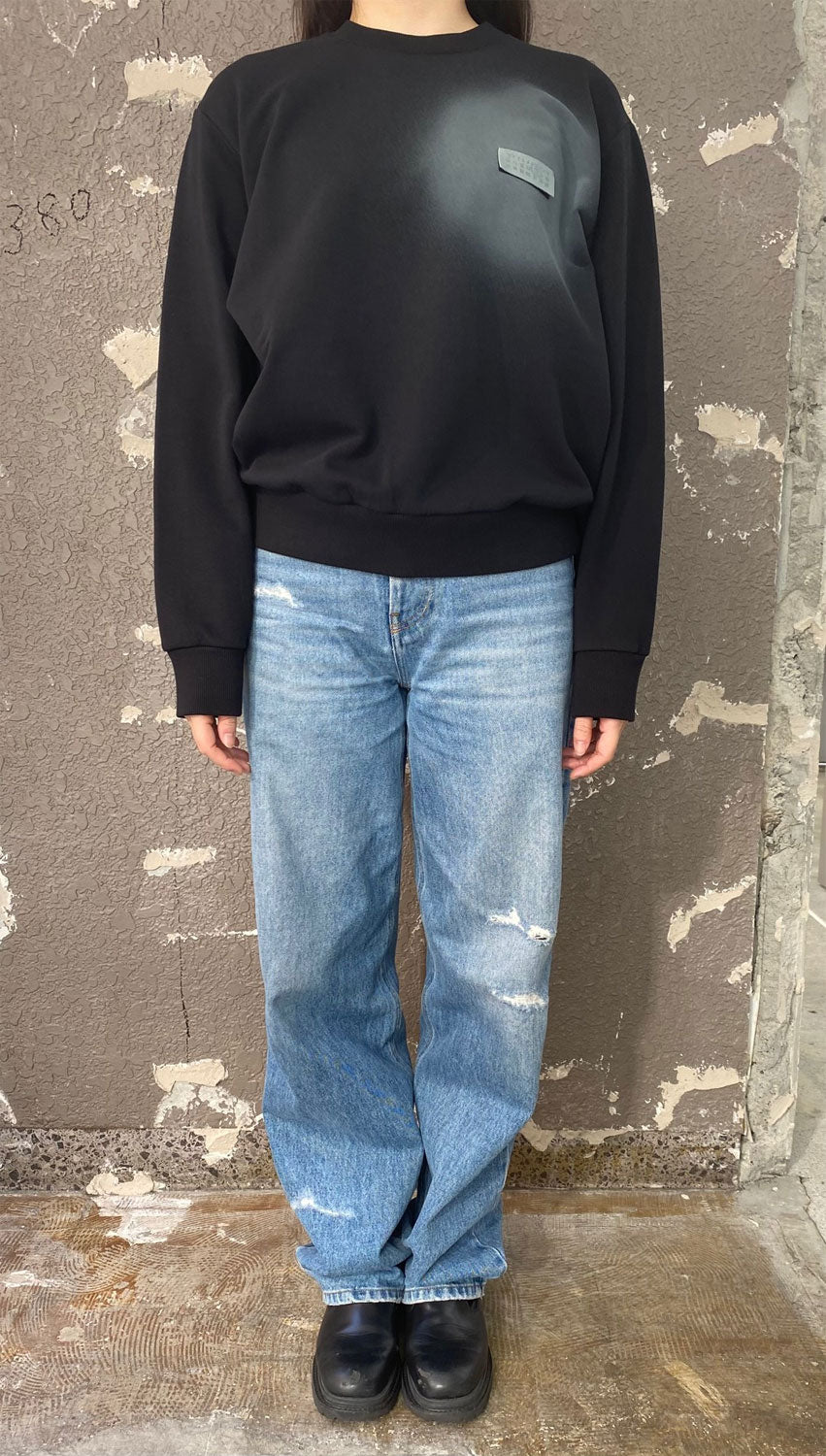 
                  
                    spray print sweatshirt-Black-
                  
                