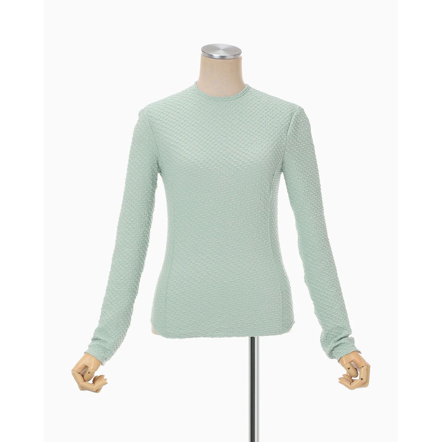 
                  
                    Shirring Jersey Jacquard Long Sleeve Top - light blue
                  
                