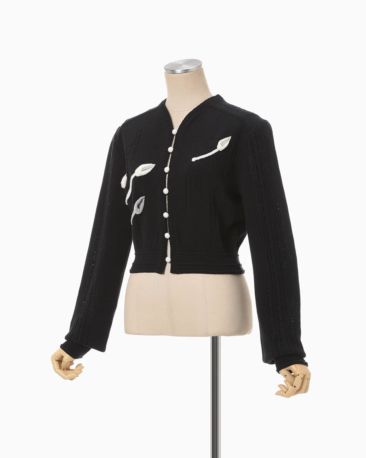 
                  
                    3D Floral Motif Knit Cardigan - black
                  
                