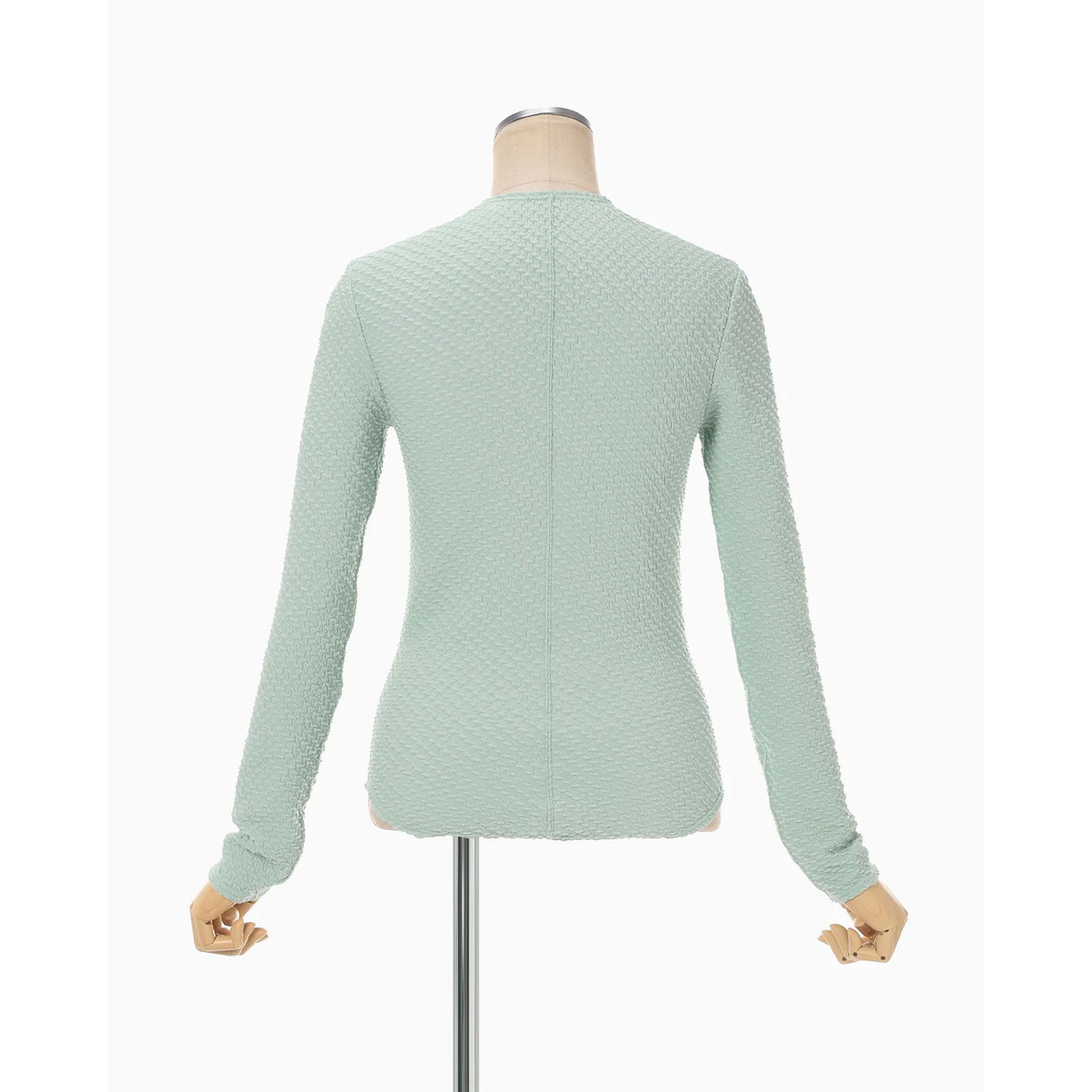 
                  
                    Shirring Jersey Jacquard Long Sleeve Top - light blue
                  
                