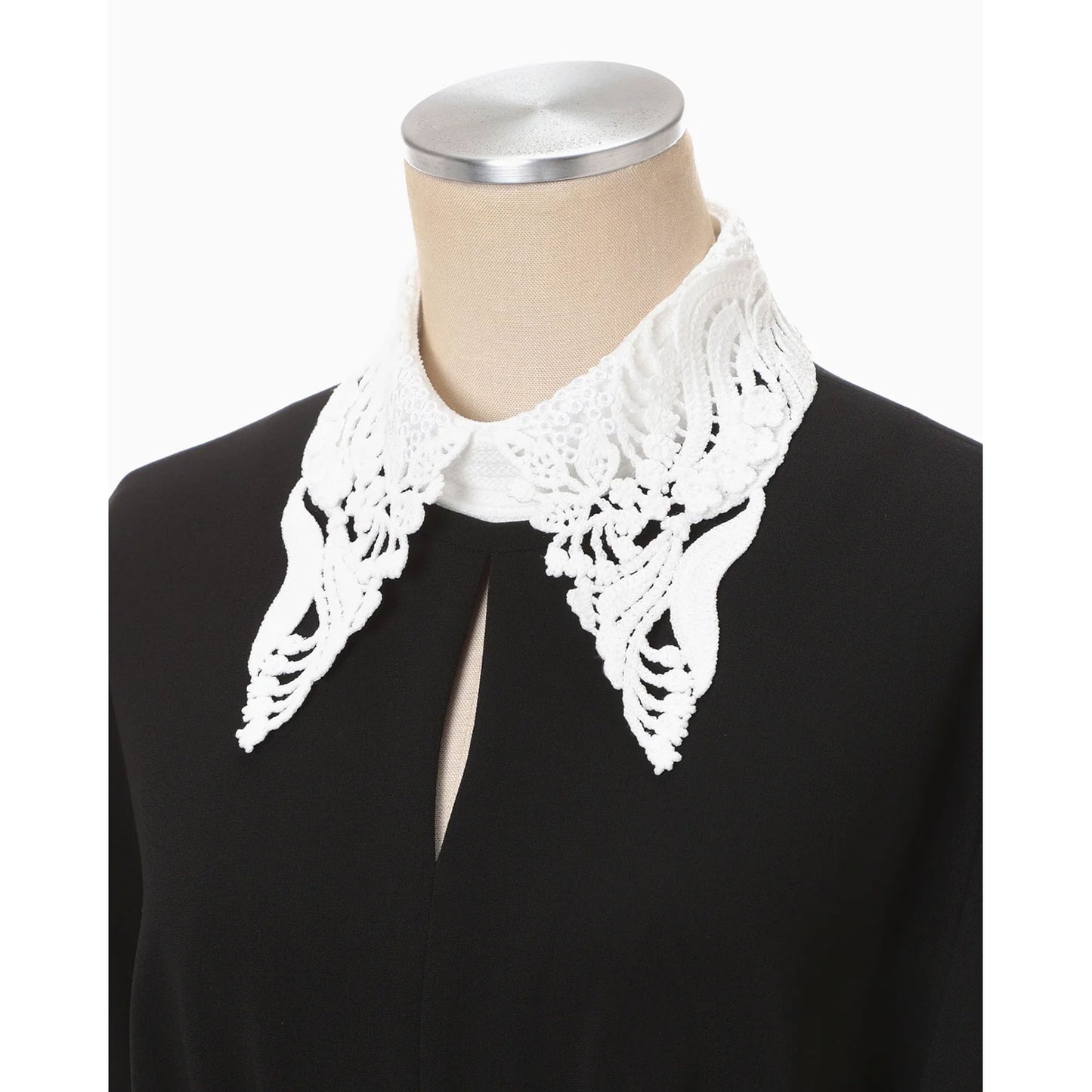 
                  
                    Triacetate Georgette Embroidered Collar Flared Dress - black
                  
                